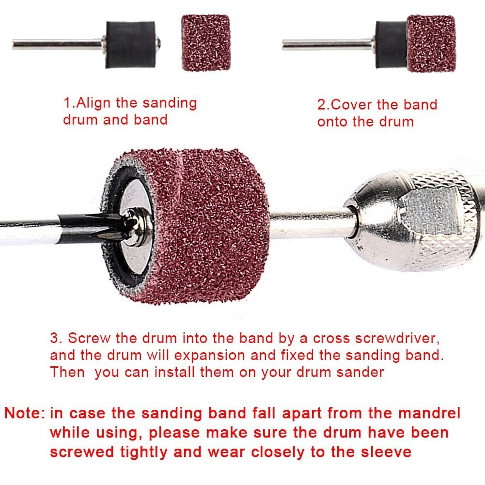 384 Pieces Sanding Drum Kit Sander Sleeves With Mandrels for Dremel Rotary Tool