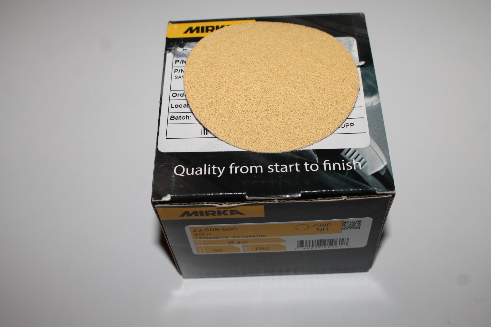 Mirka 23-608-080 Gold 3″ Grip Backed Sanding Disc, 80 Grit, Qty. 50