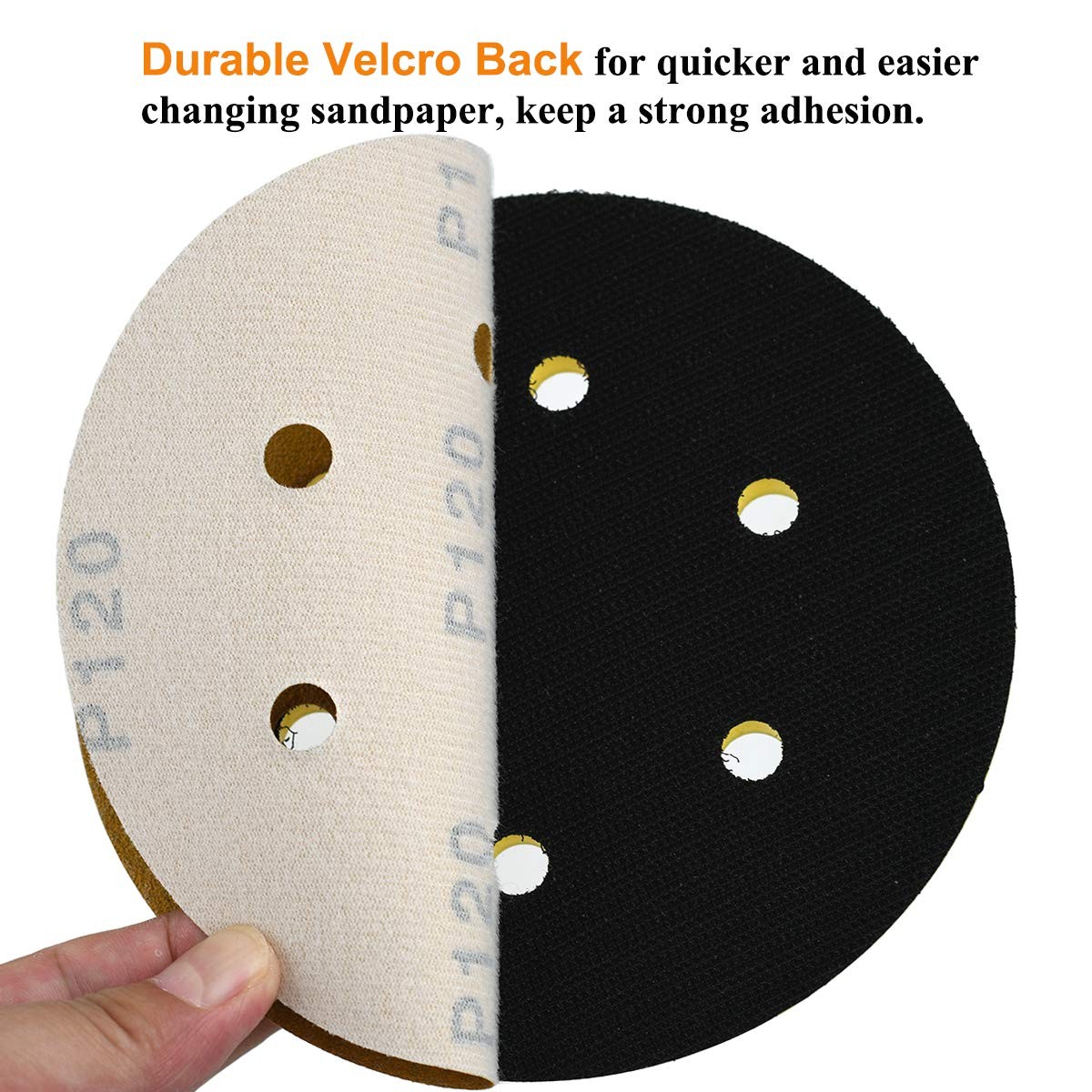 100PCS 6 inch Hook and Loop Sanding Discs 120 Grit 6-Hole Sander 150MM Sandpaper