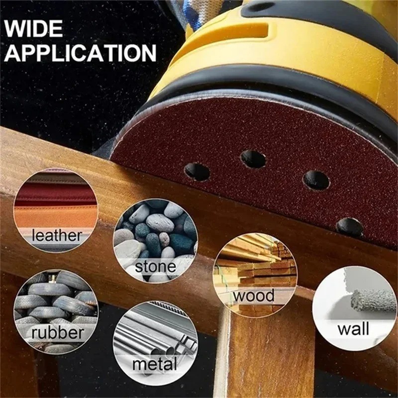 125mm 5″ Hook & Loop Sanding Discs 8 Hole Sandpaper 40-3000 Grit 10/20/50PCS