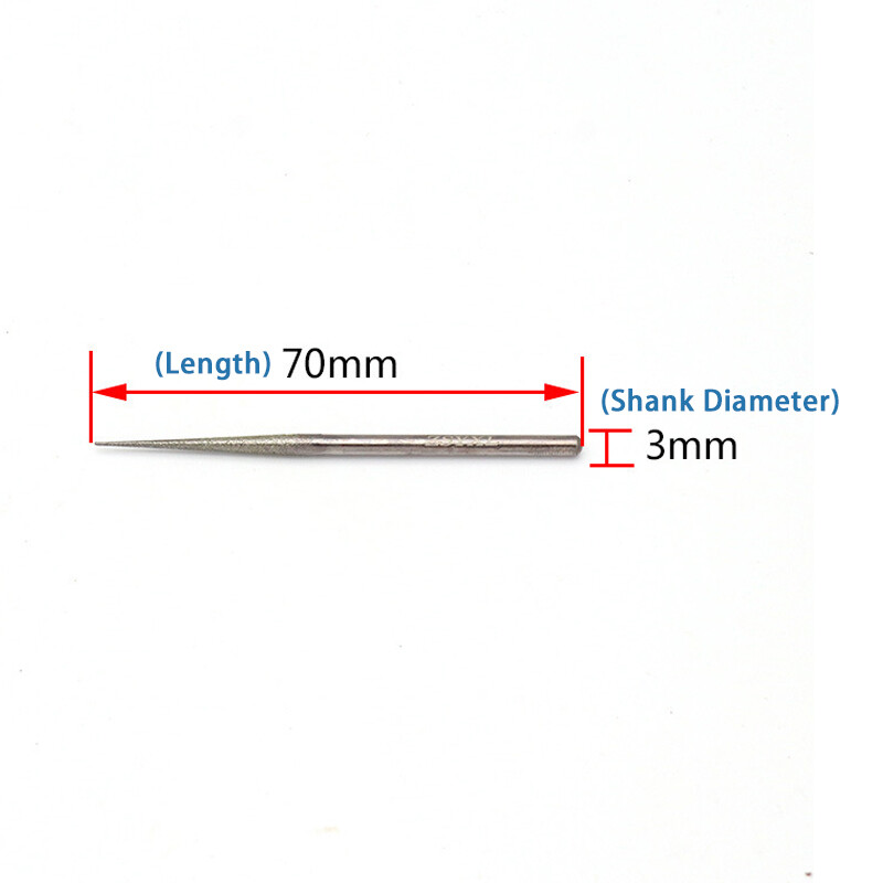 60pcs 3*70mm Diamond Grinding Needles Cone Head Grinding Rod Jade Glass Carving