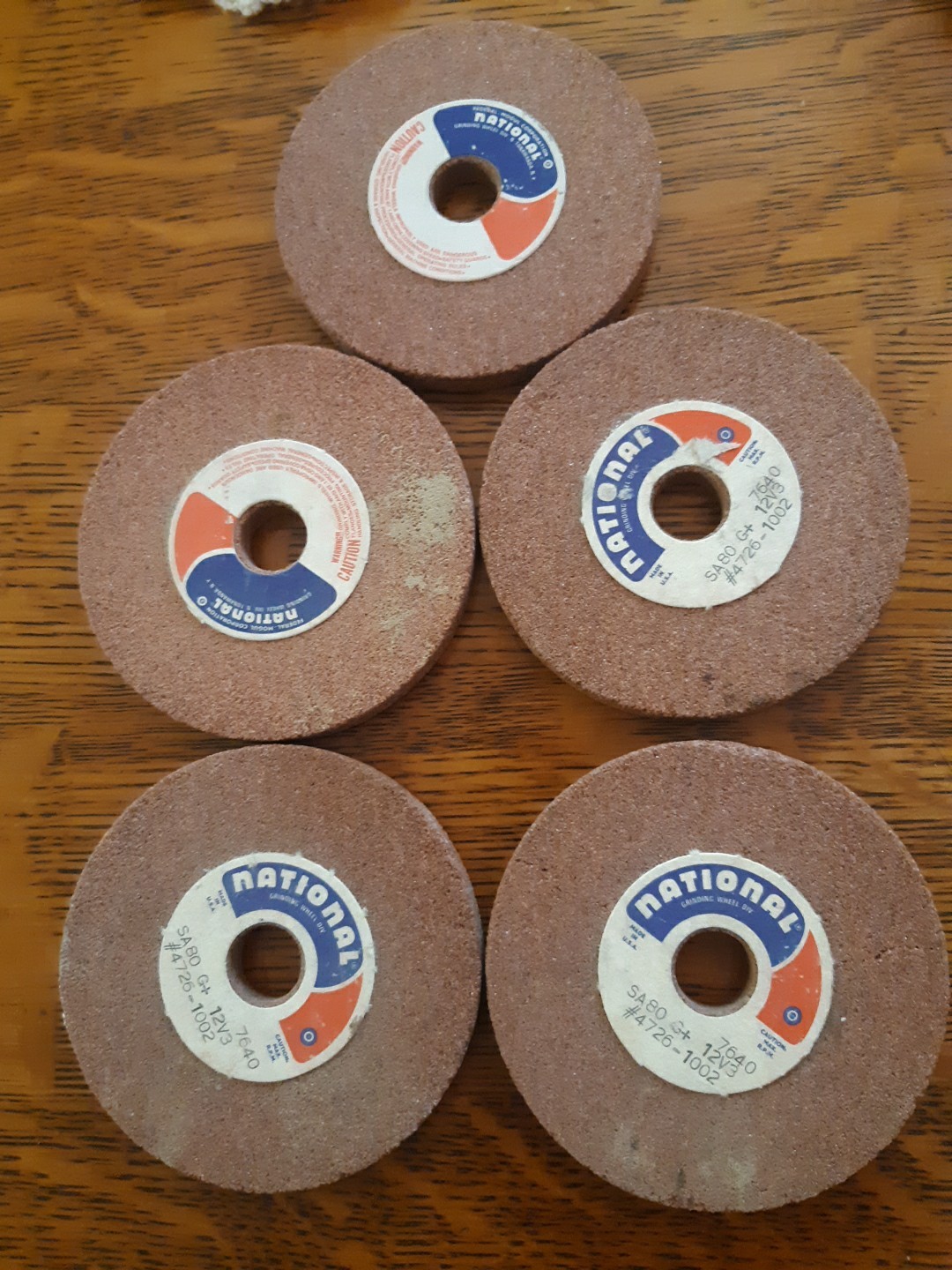 5 Pcs National Brand Grinding Wheel 4726 1002 7640 12v3 Sa80 3×1/4x 1/2″ Hole