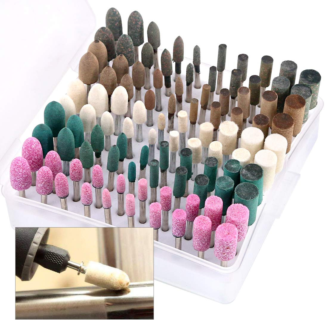 Keadic 100Pcs Electric Polishing Buffing Wheels Grinding Bits Set Shank Wool