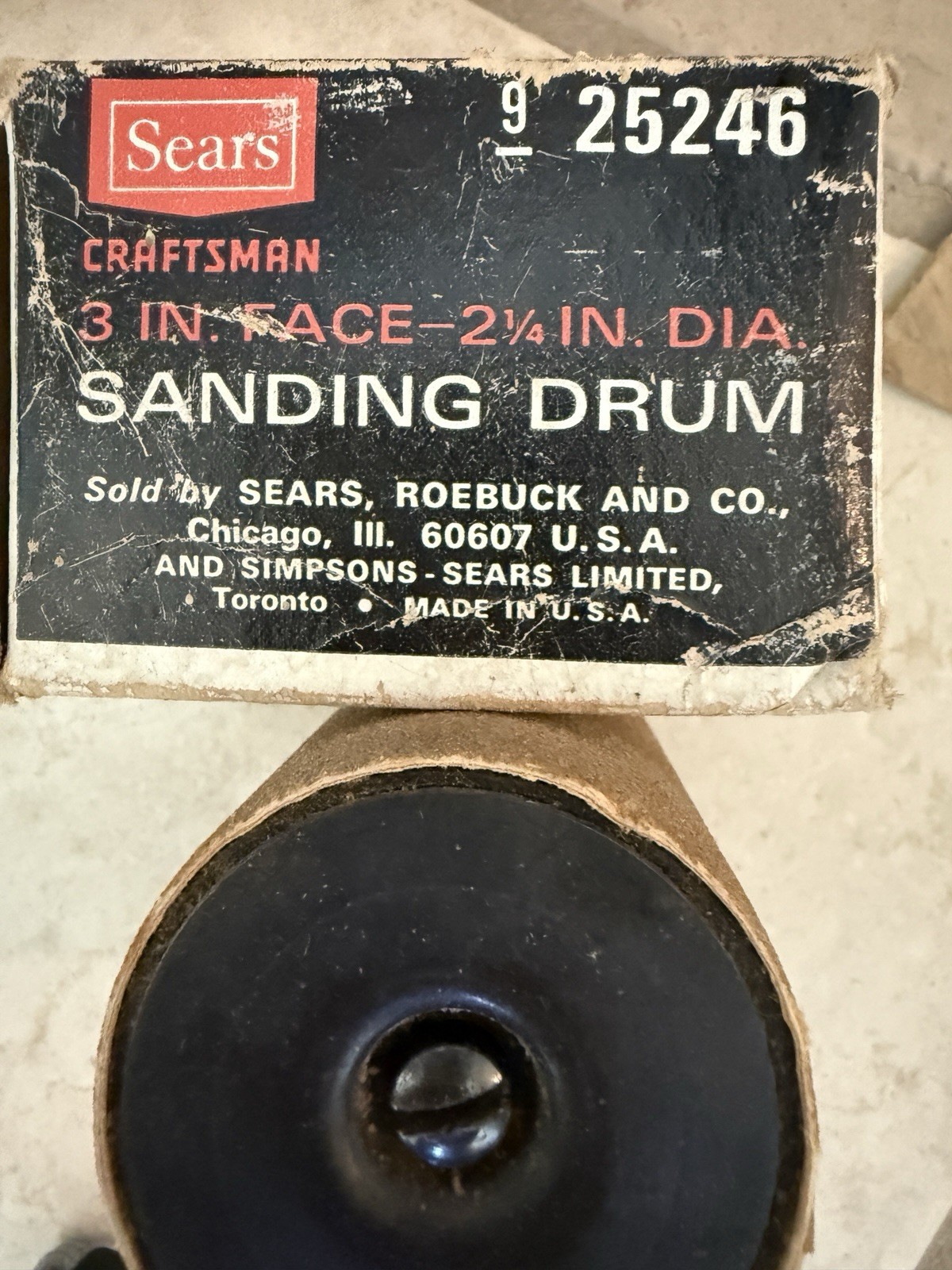 Sears Craftsman 3 in. Face 2-1/4 in. Dia. Sanding Drum # 9-25246 With Box