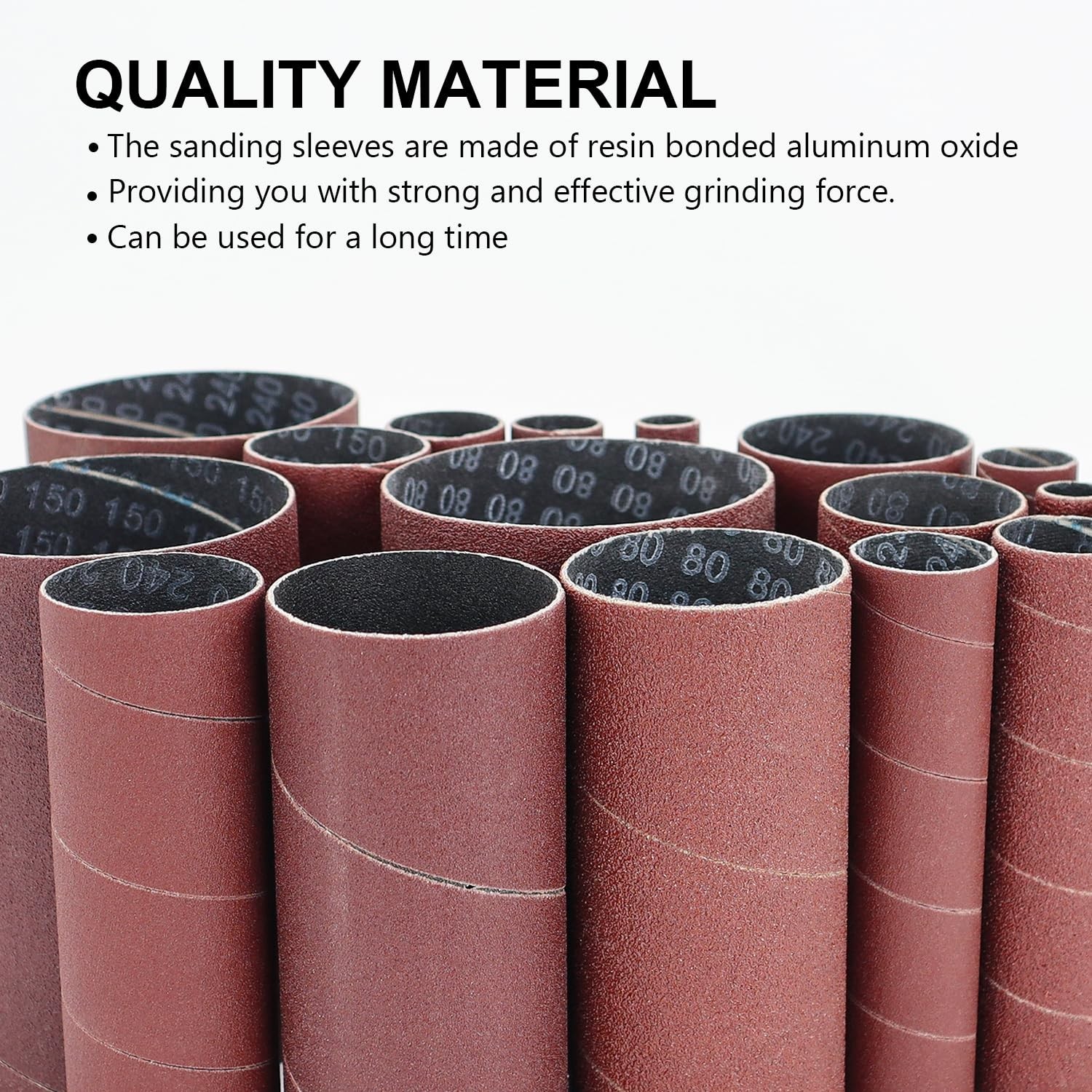 19 Pack Spindle Sander Sleeves 1/2”-3” Diameter Grit 80 150 240 for Drum