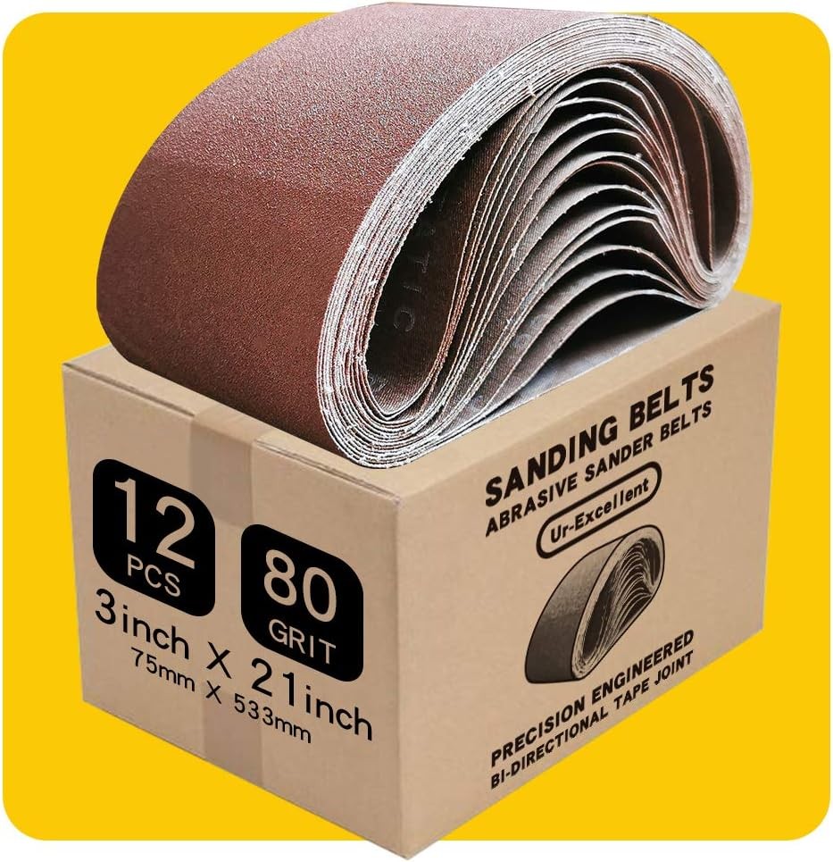 3 x 21 Inch Sanding Belt | Premium Aluminum Oxide Sanding Belt | 80 Grit