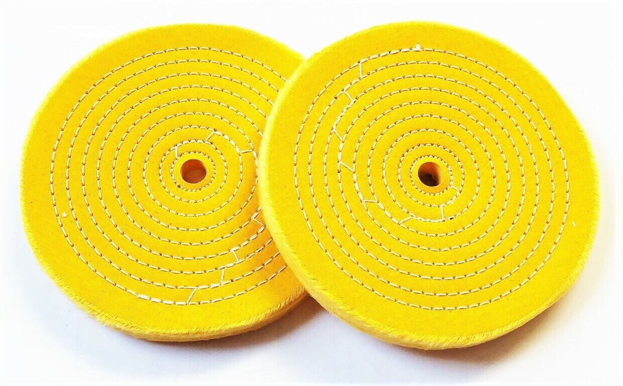 2 PTC 6″ SEWN BUFFING WHEEL PAD STIFF FIRM 1/2″ ARBOR BENCH GRINDER POLISH #4156