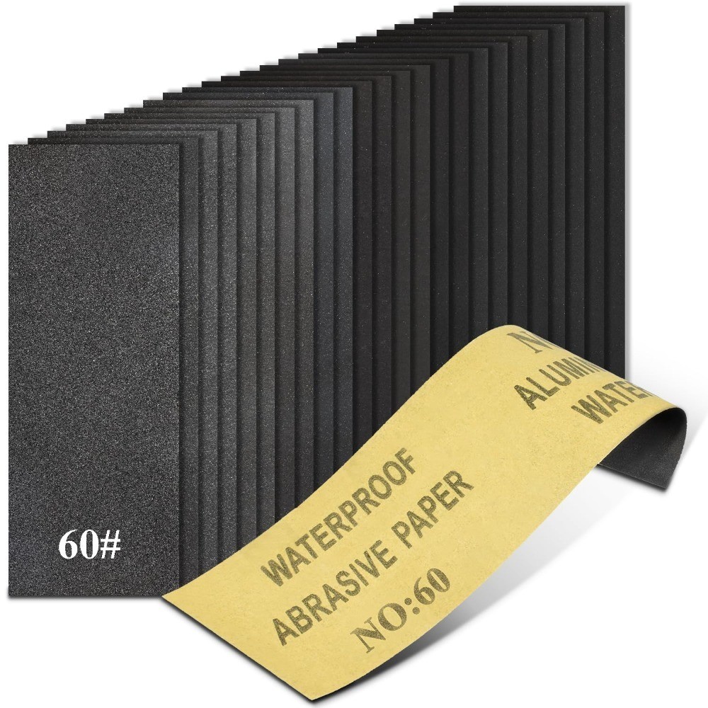 20PCS Sand Paper 60 Grit Sandpaper Sheets, 9 x 3.6 Inch Wet Dry Sandpaper