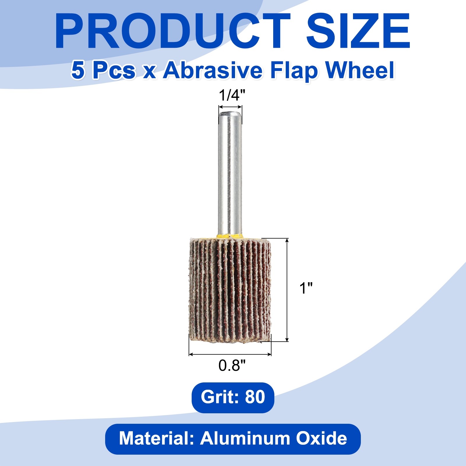 5 Pcs Abrasive Flap Wheel, 0.8 Inch Diameter, 80 Grit Mounted Flap Wheels, Red