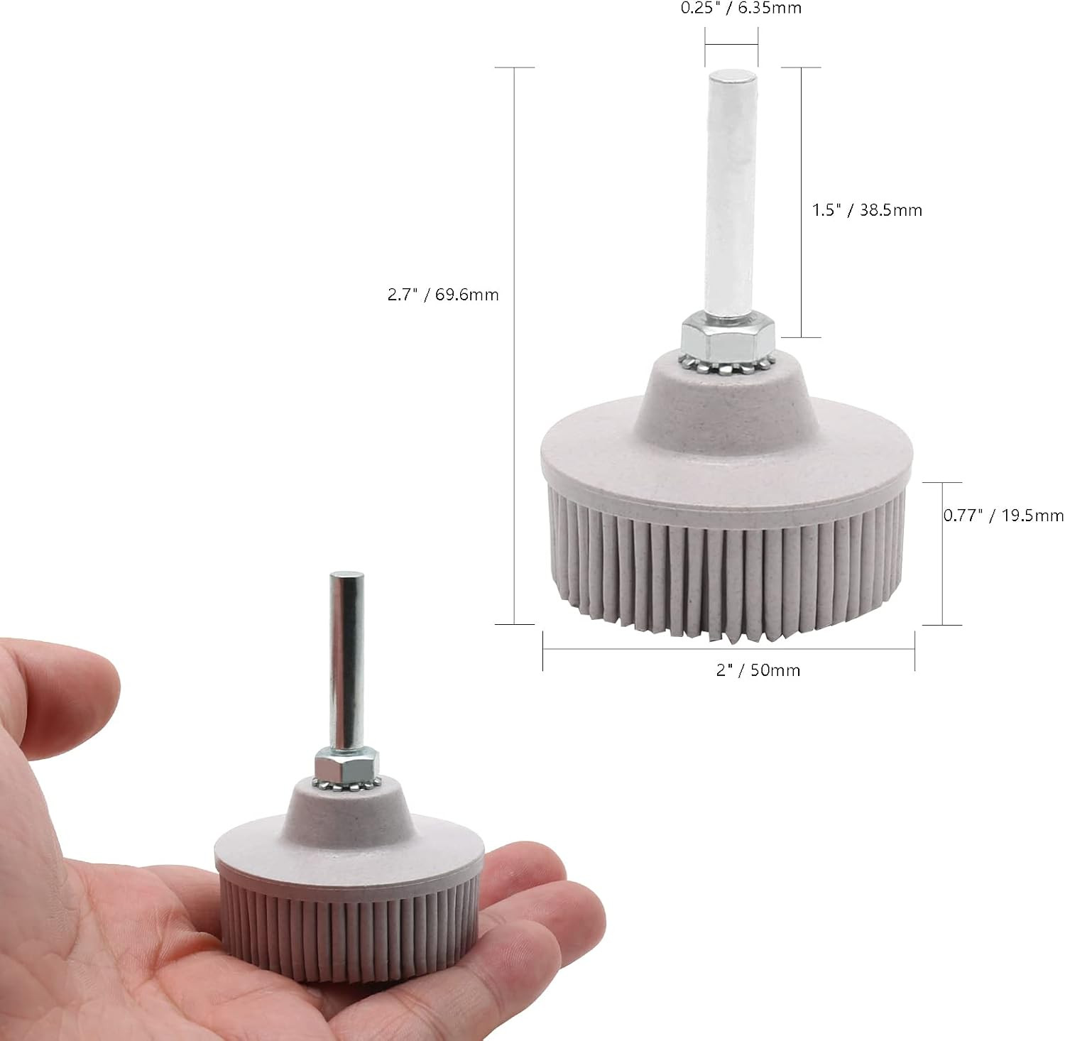 2Pcs 120 Grit White Bristle Disc Attachment, 2 Inch | Abrasive Bristle Disc, Gas
