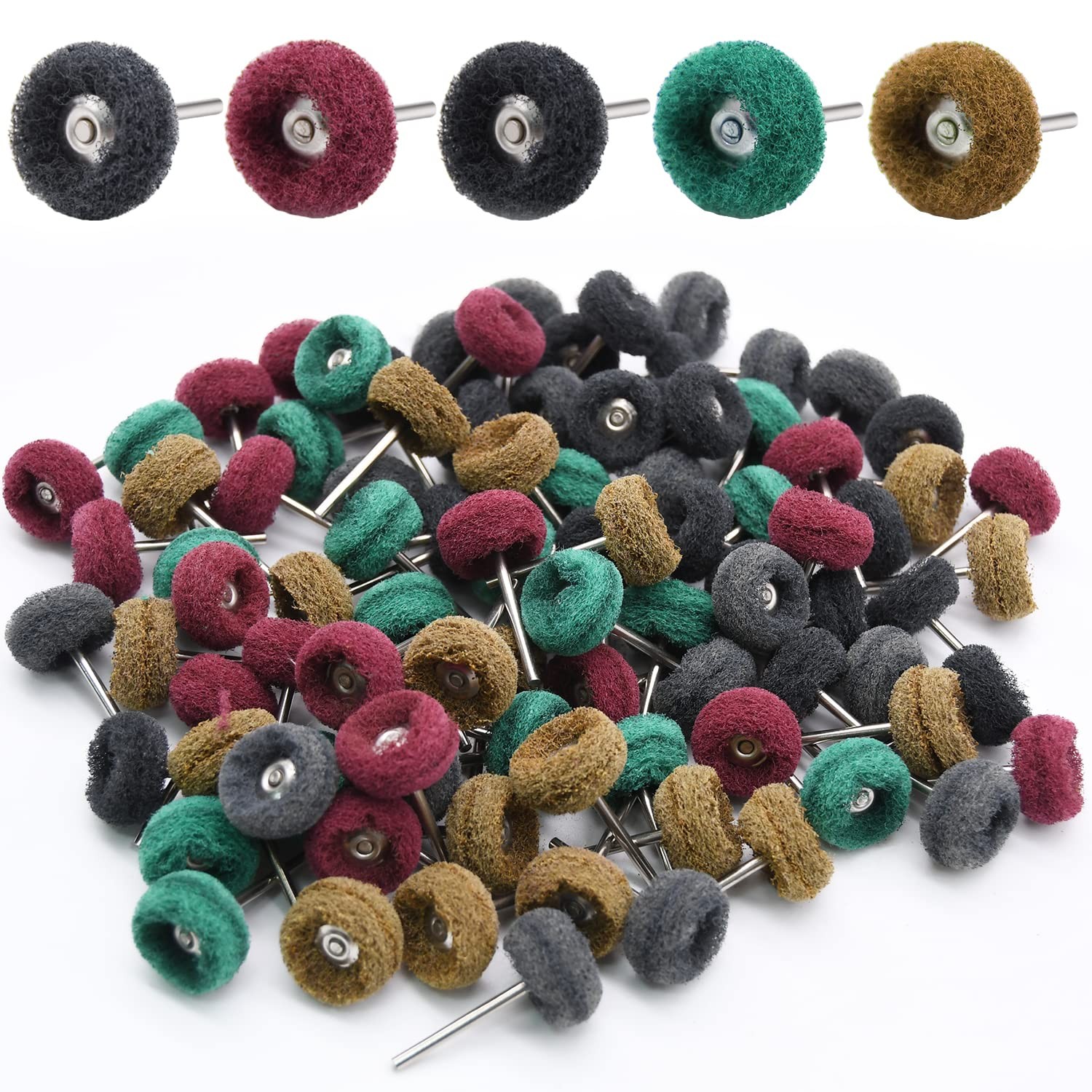 50 Pcs Abrasive Buffing Polishing Wheels Rotary Tool Kit 1/8″ Shank Metal