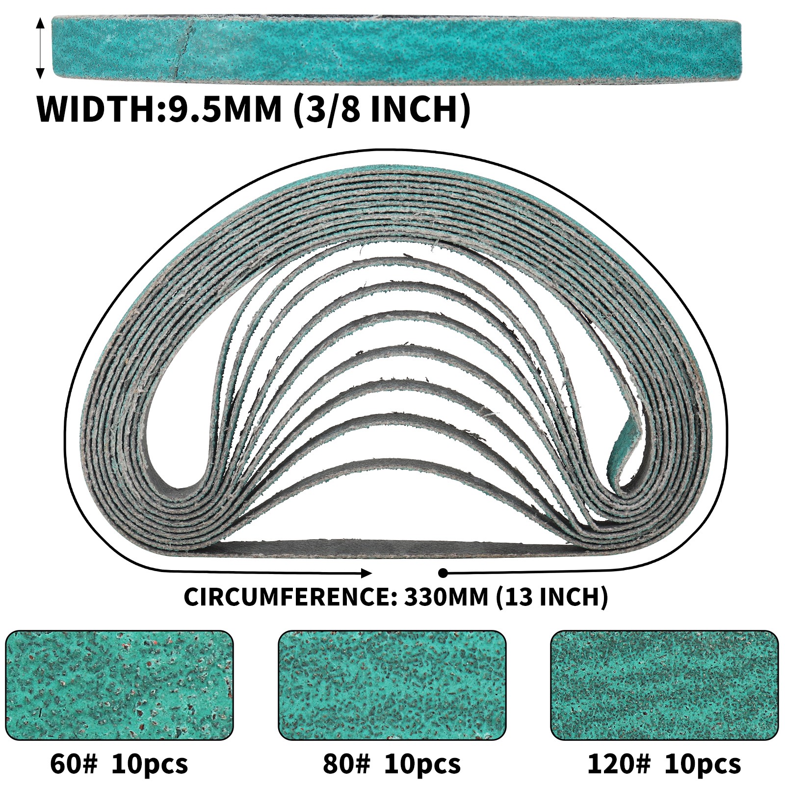 10pc 10x330mm Sanding Belts Sander Abrasive Belt Tool for Metal Wood Furniture