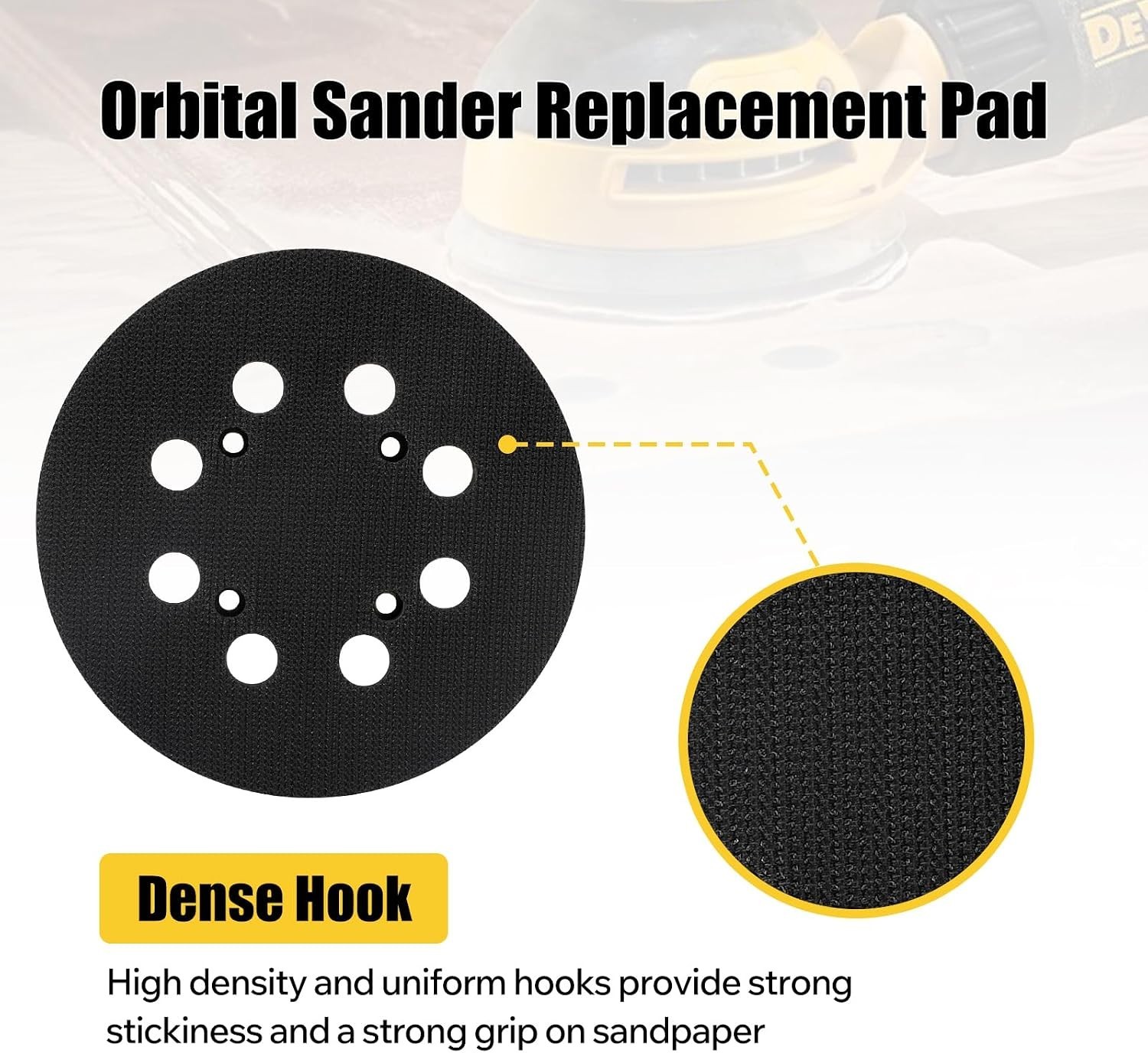 Sander Replacement Pad, 2 Pack, 5″, 8 Hole, 4 Screw Holes