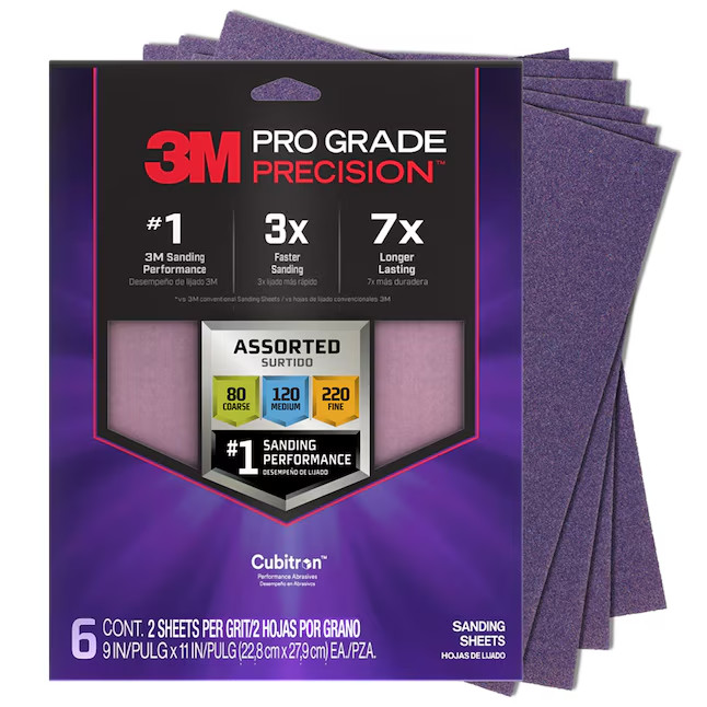 3M PRO Grade Precision Grit Sheet Sandpaper 11-in W x 9-in L 3 -Pack