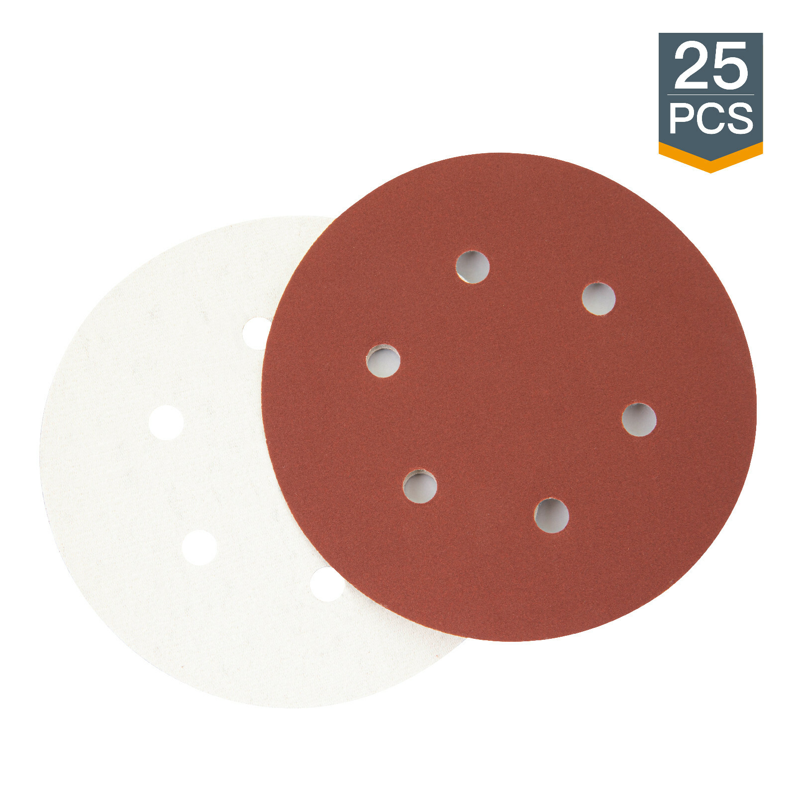 POWERTEC A/O Hook and Loop 6 Hole Disc 6 inch 80 Grit 25pcs (45208)