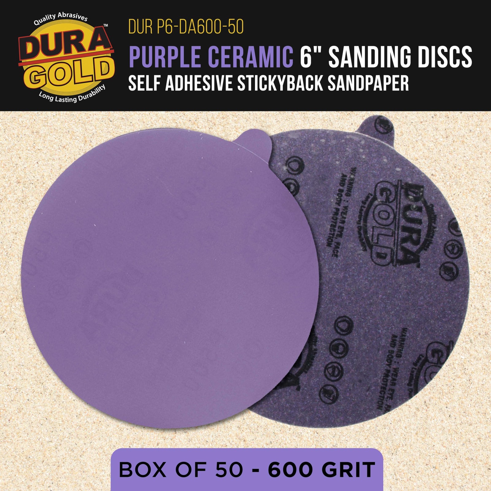 Premium 600 Grit 6″ PSA Purple Film Ceramic Sanding Discs, of 50 – Adhesive S…