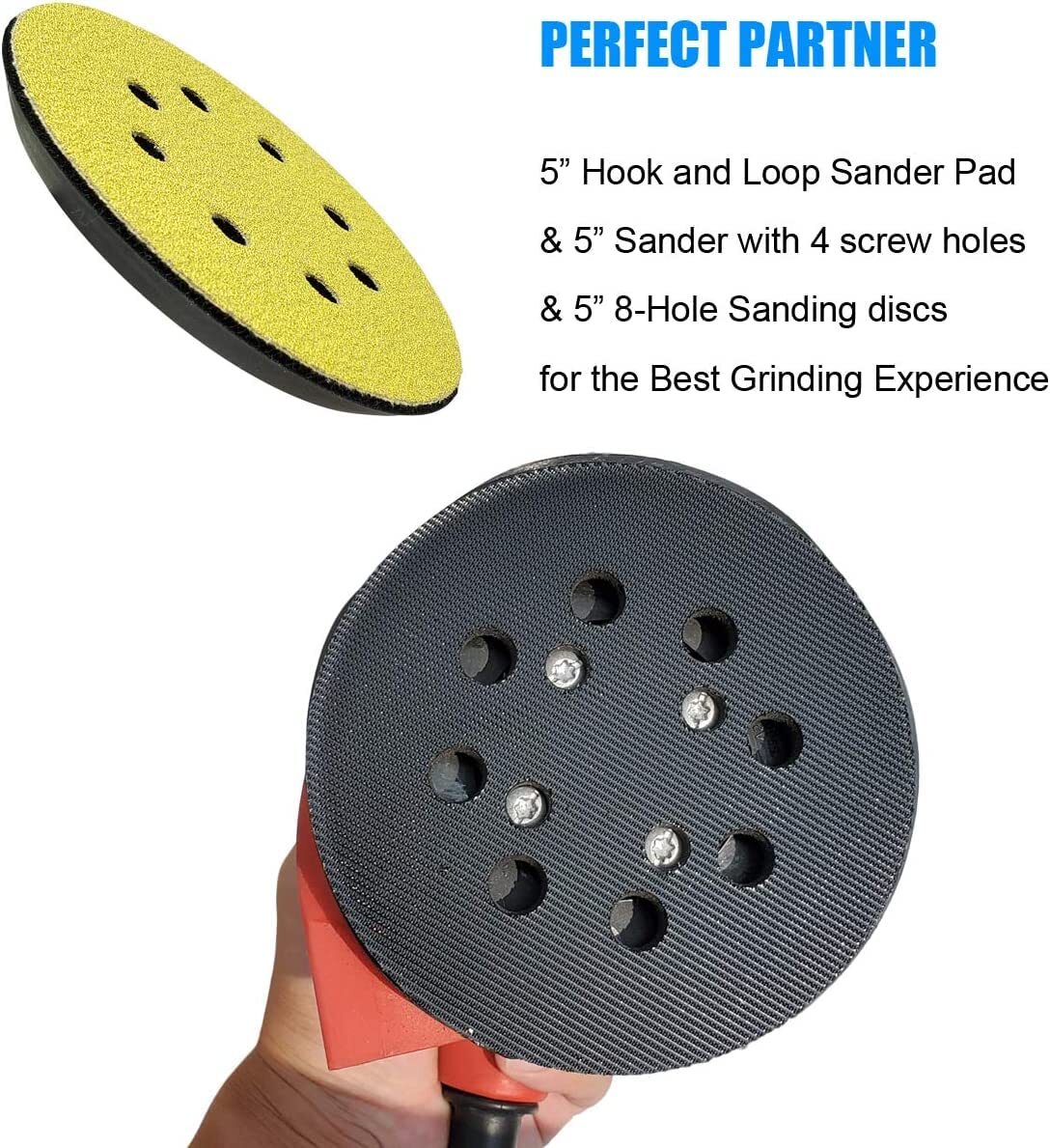 2 Pack 5 Inch 8 Hole Hook-and-Loop Orbital Sander Pad for Ryobi RS290, RS240,