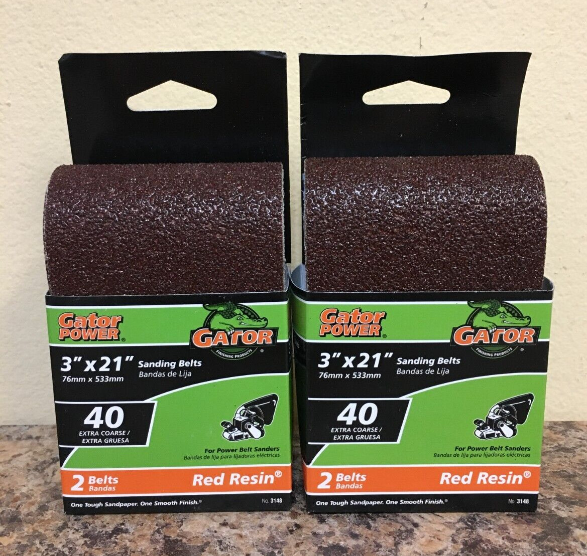 Gator 3148 3 in. X 21 in. Sanding Belts 40 Grit Extra Coarse 2 Pks of 2 Pcs.