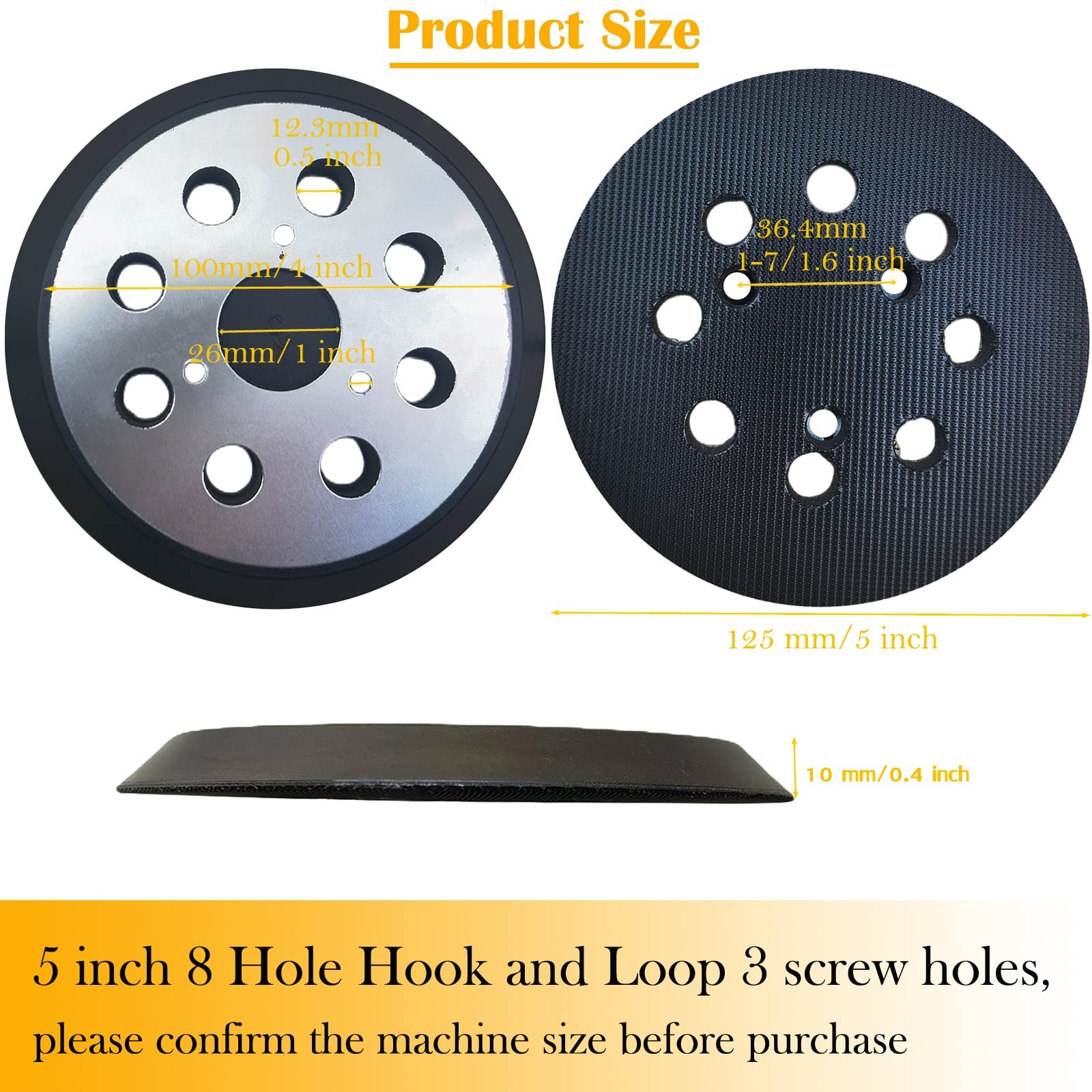 2 Pack 5 Inch 8-Hole Metal Replacement Sander Pads for Dewalt Sander – 5″ Hoo…