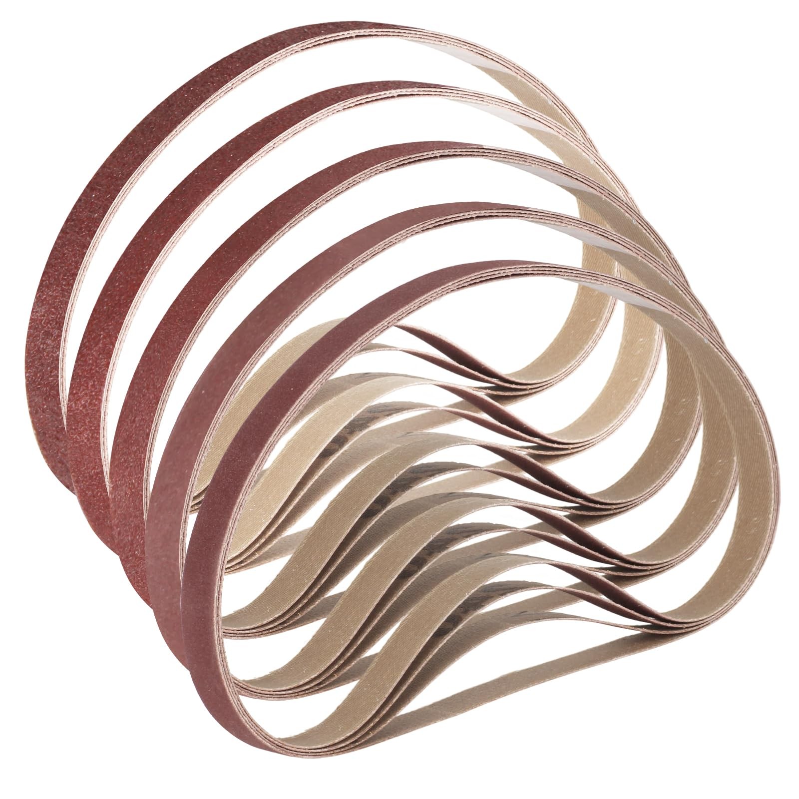 1/2 x 18 Inch Sanding Belts, 20 Pcs, 4 Each of 60/80/120/180/240 Dark Red