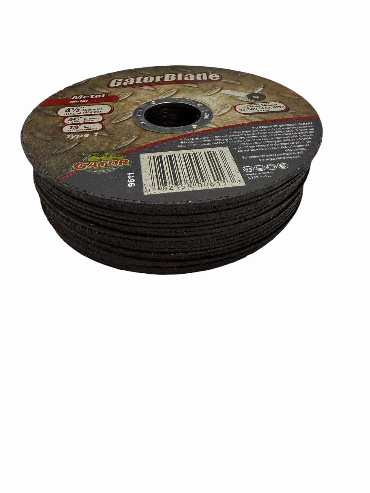 Gator Blade Thin Cut Type 1, 4-1/2 In. x 0.045 In. x 7/8 In. Metal Cut-Off Wheel