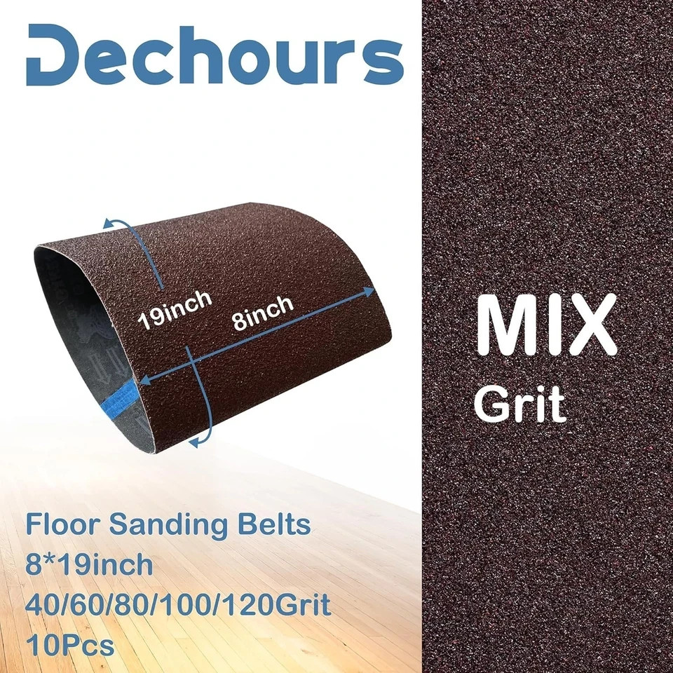 Sanding Belts Assorted Grits 40 60 80 100 120 10 Pack for Drum Sander Floors