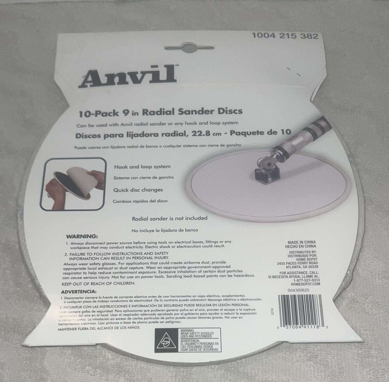 Anvil 9 Inch Radial Sander Disc 120 Grit 10 Piece ￼