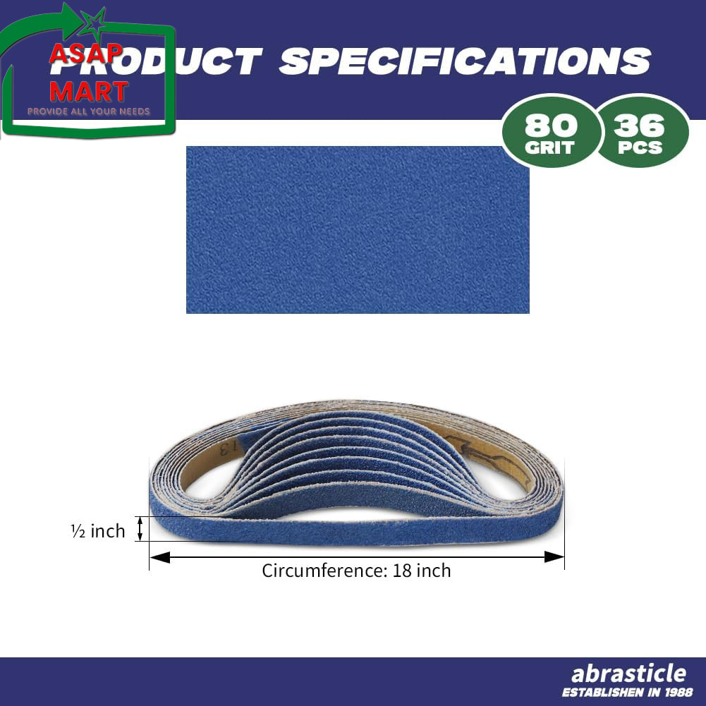 1/2″ X 18″ Zirconia Sanding Belts for Metal – 1/2 X 18 Inch Zirconia Metal Grind