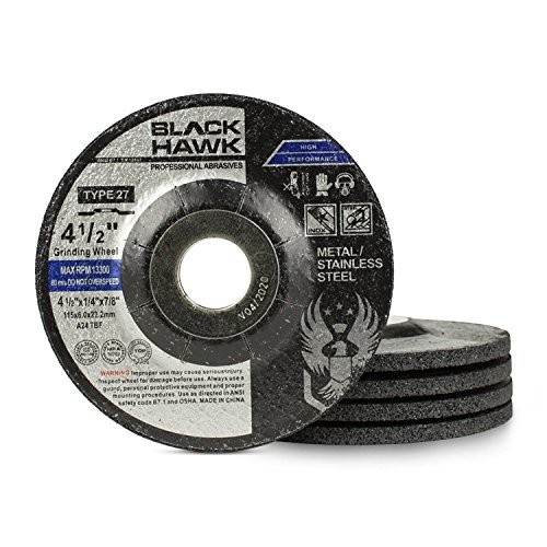Depressed Center Metal Grinding Wheels for Angle Grinders – 4.5” x 1/4” x 7/8”