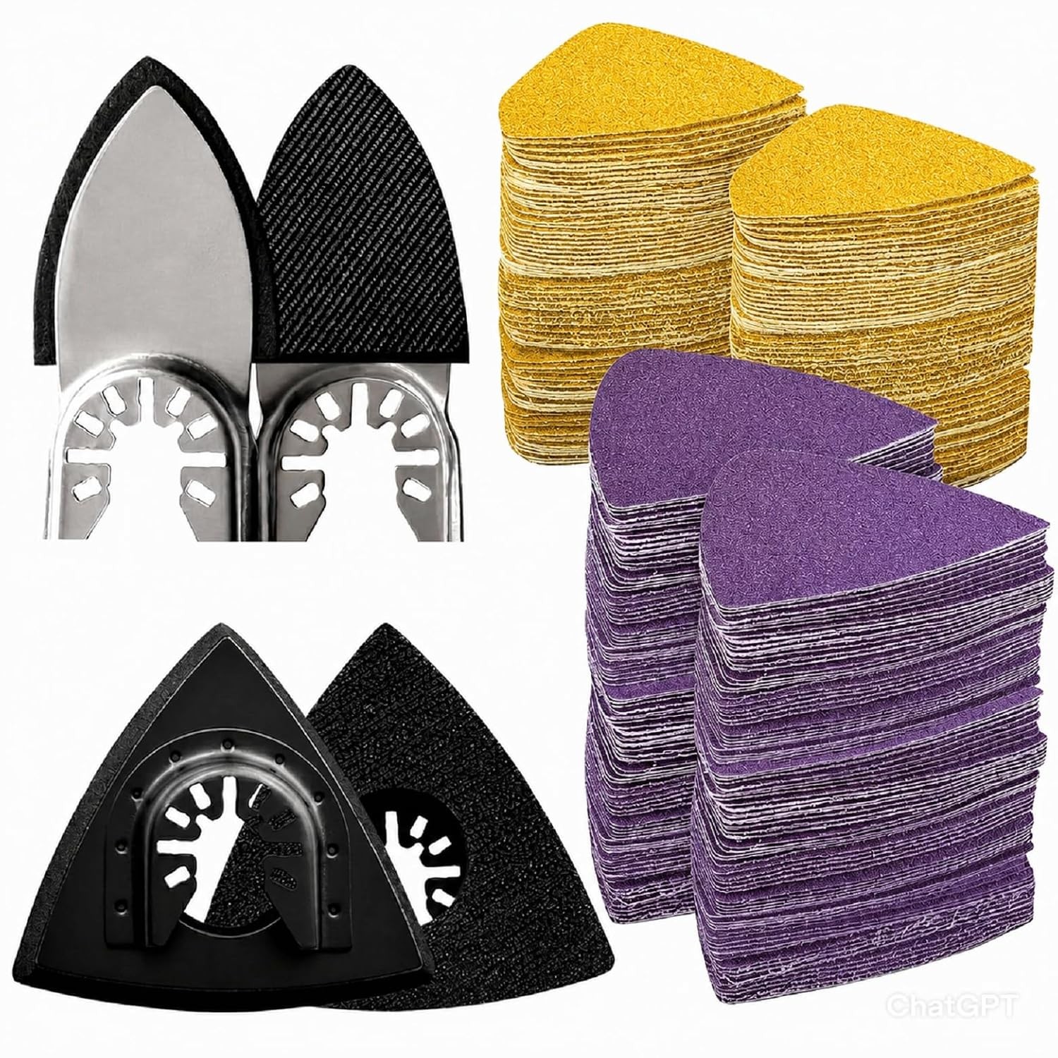 114PCS Oscillating Tool Sanding Pads Kit Triangle Finger Sandpaper Multi ToolSet