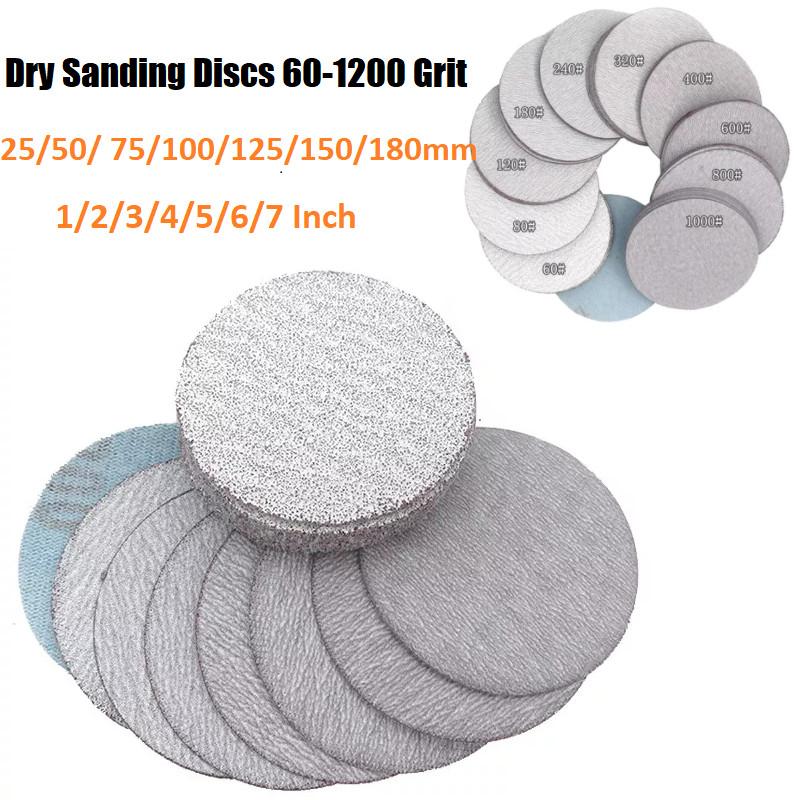 1″- 7″ 25-180mm Dry Sanding Discs Hook&Loop Abrasive Sandpaper Pads 60-1200 Grit