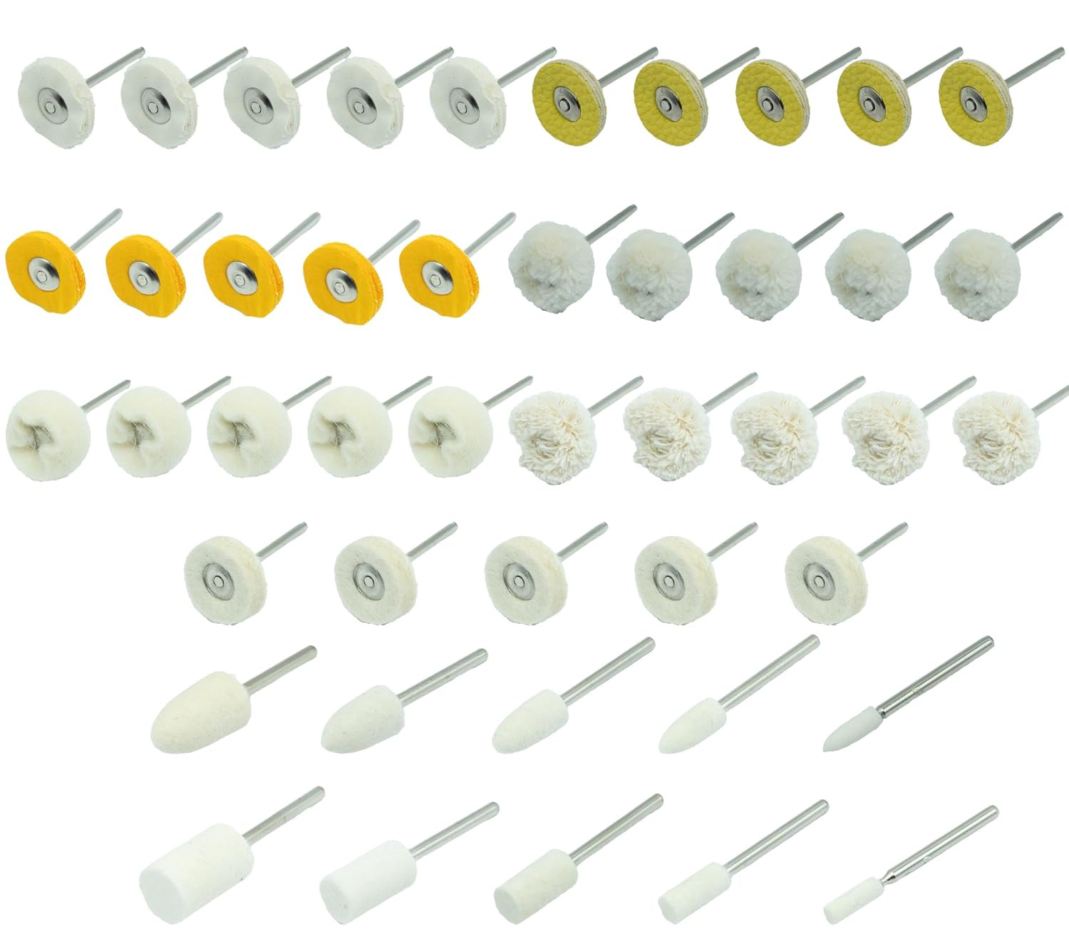45Pcs 1-Inch 25Mm Polishing Wheel Set with 1/8-Inch Handle,9 Different Polishing