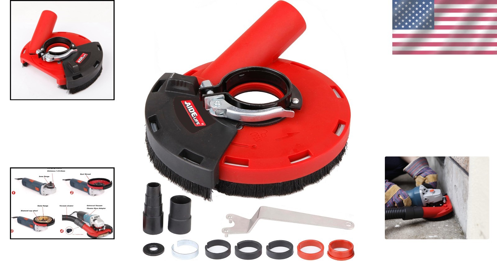 Red Dust Shroud for Angle Grinders (115mm/125mm) – Enhanced Grinding Safety
