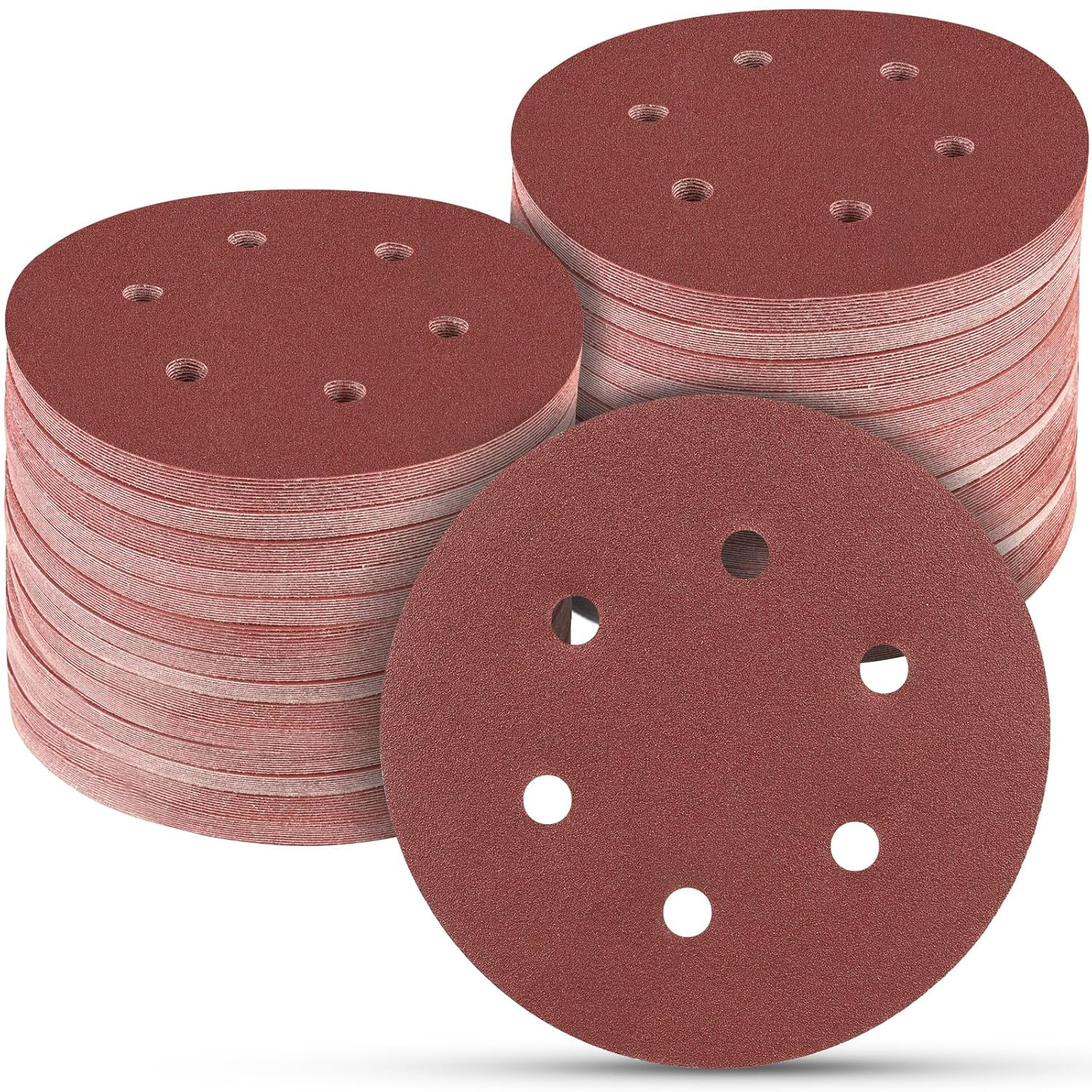 100 PCS 6 Inch Sanding Discs 120 Grit, 6 Hole Hook and Loop Sandpaper, Round