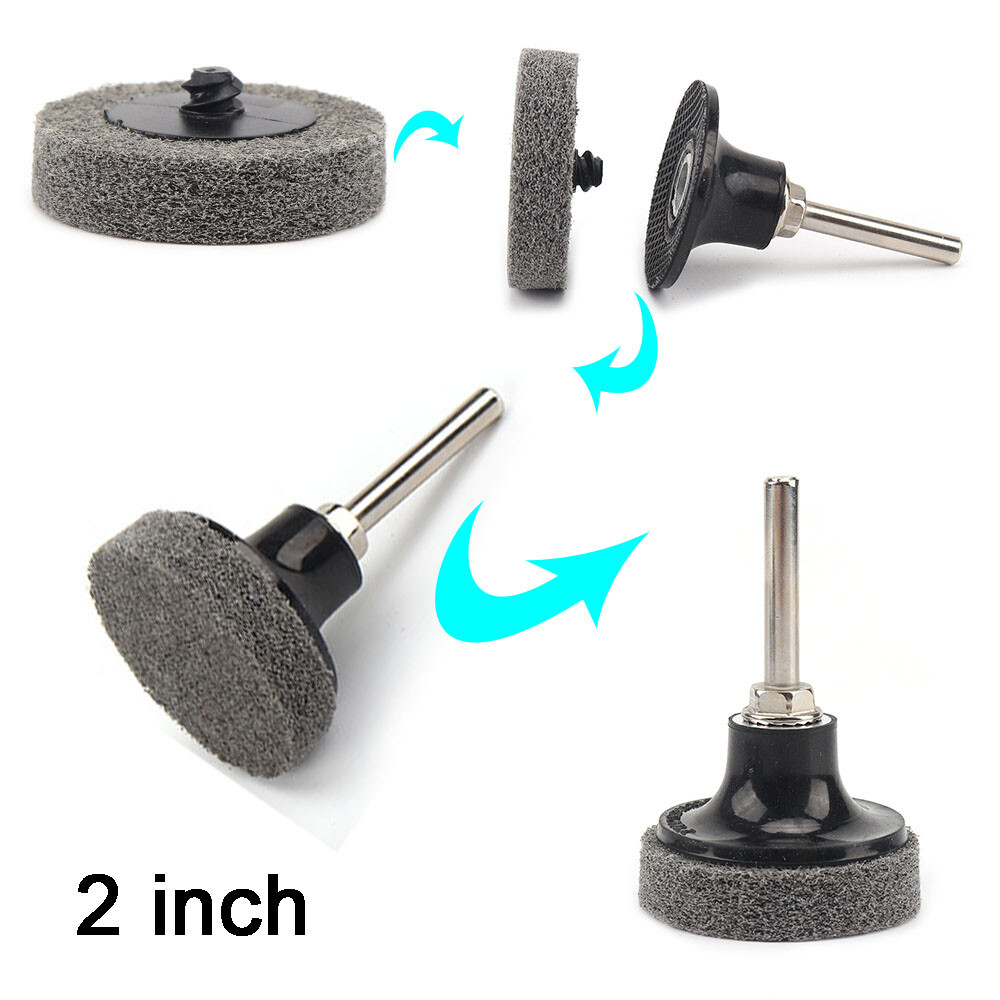 2″ 50mm R Lock Grey Fiber Polishing Wheel Discs Roll Buffing Pads 9P 1/4″ Shank