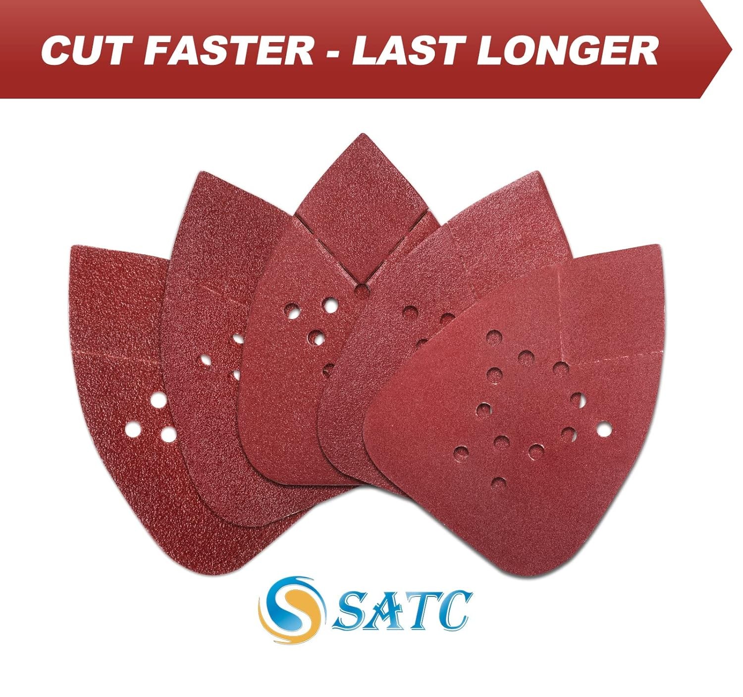 S SATC Mouse Detail Sander 50 PCS 12-Hole Sanding Pads 60-220 Grit US