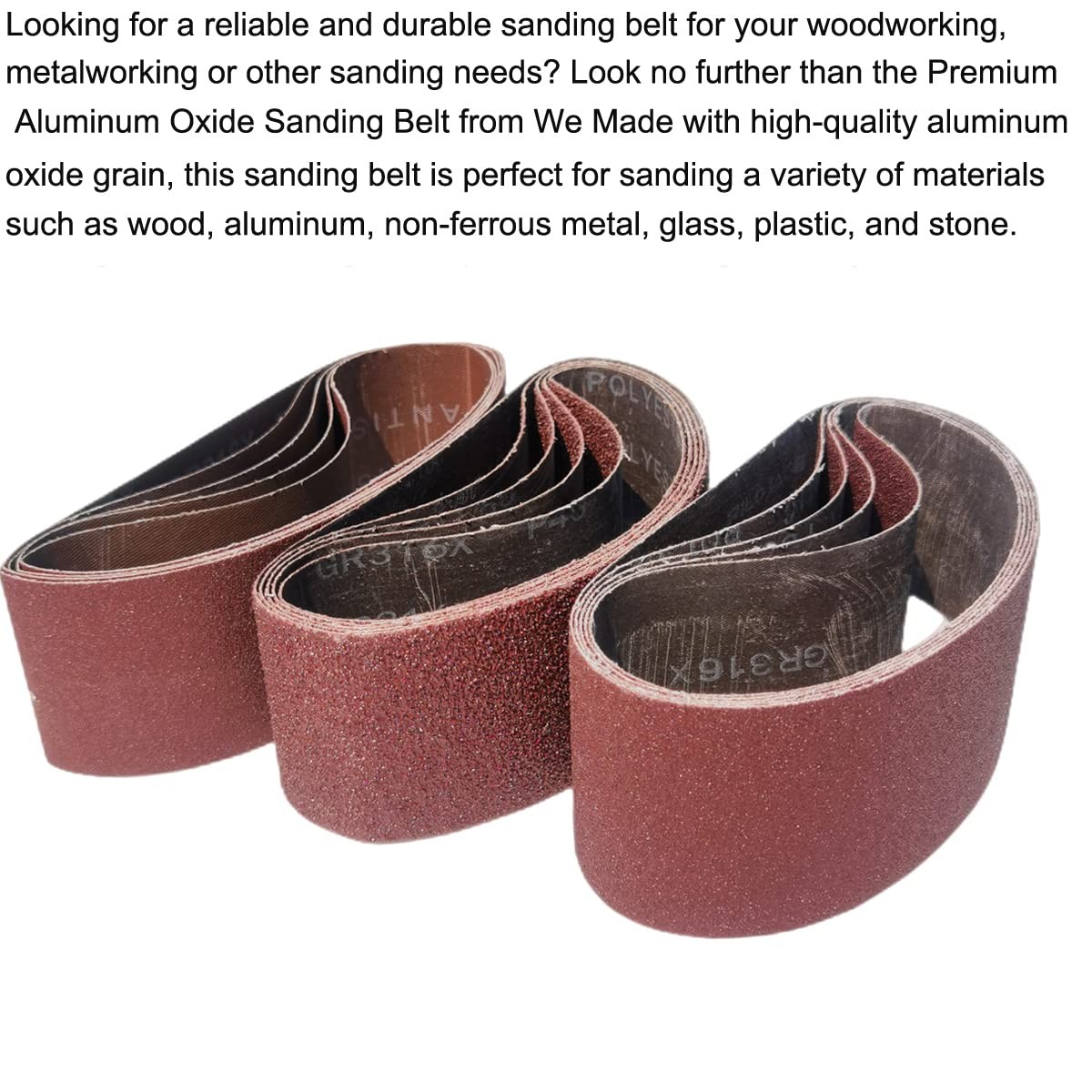 15 Pack 3×21 Inch Sanding Belts 40 80 120 Grit Aluminum Oxide Belt Sander Set