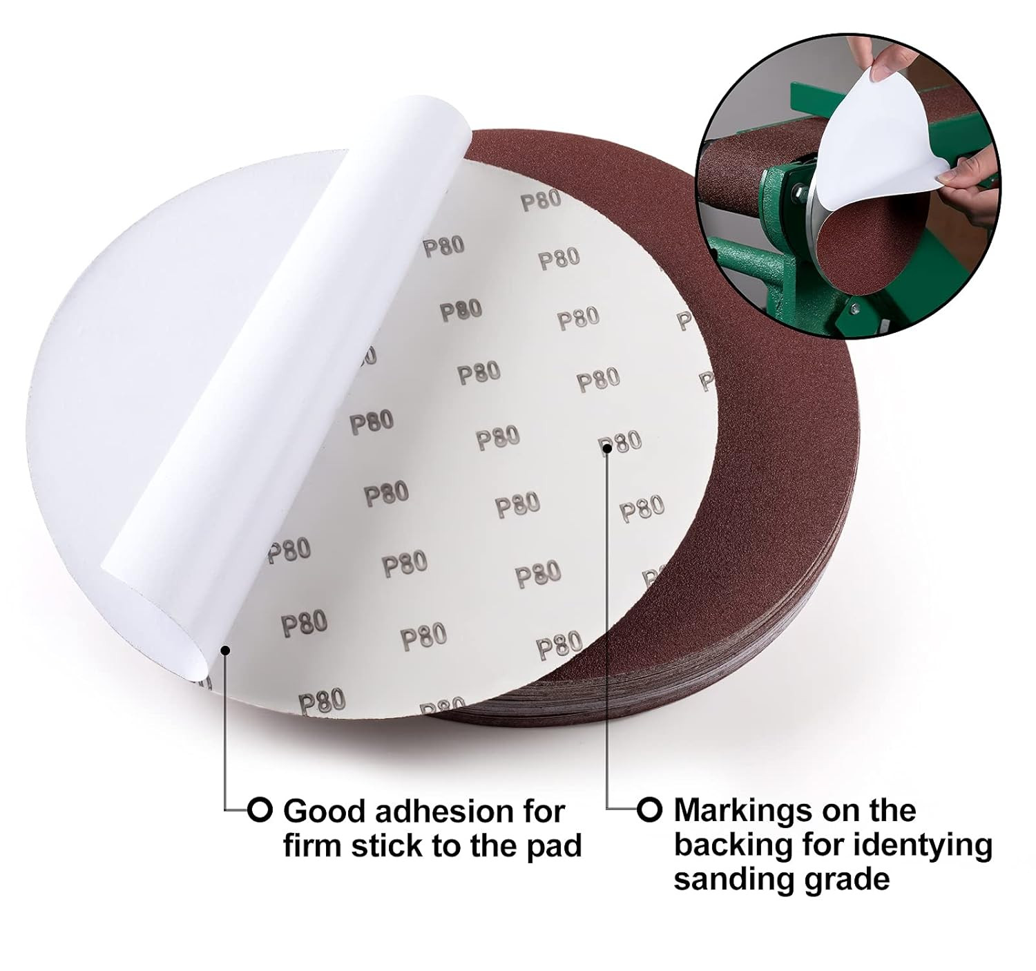 160PCS 6” PSA Sanding Discs Sticky Back Sandpaper P80 to P1000 Grit Assorted