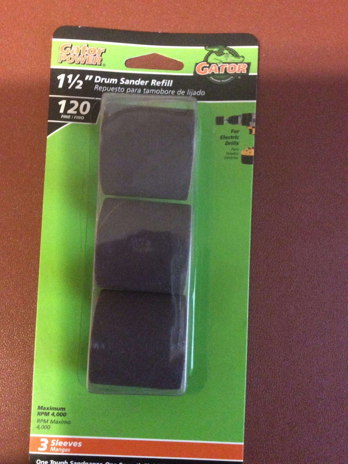 3 Pack Gator Power 1-1/2” Drum Sander Refills 120 Grit # 6086