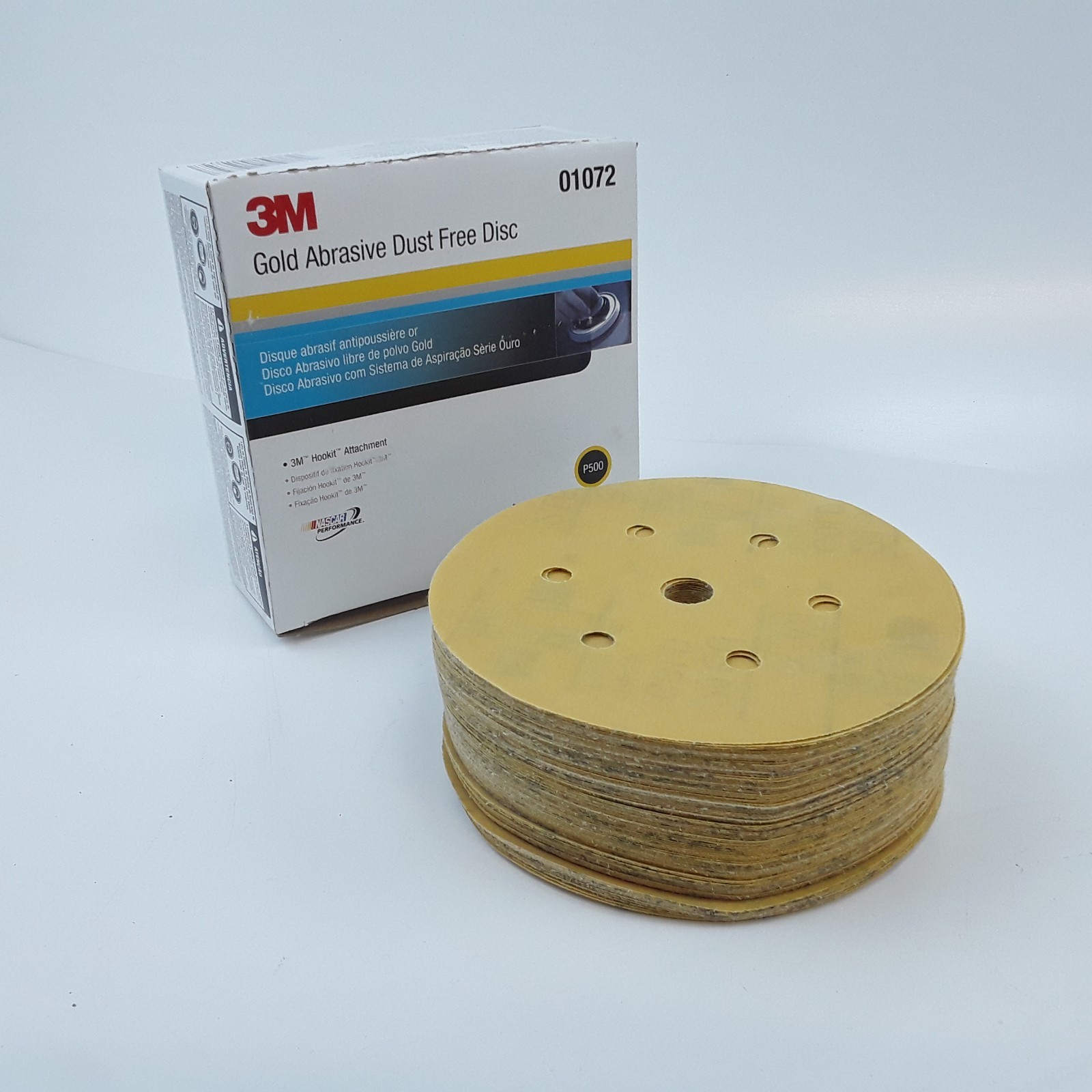 3M 01072 Gold Abrasive Dust Free Disc P500 Size 152mm 6in Heavy Duty Box of 100