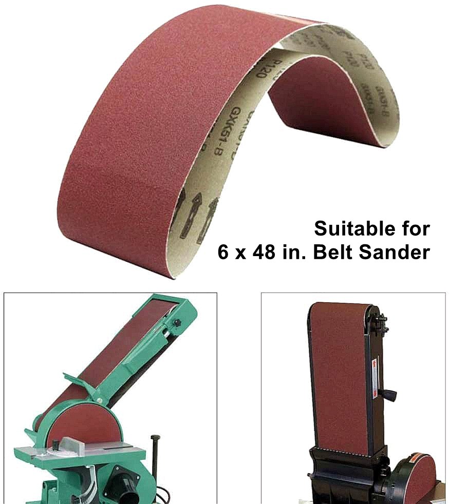3PACK 6x48inch 40 Grit Aluminum Oxide Sanding Belts 150x1219mm for Metal & Wood