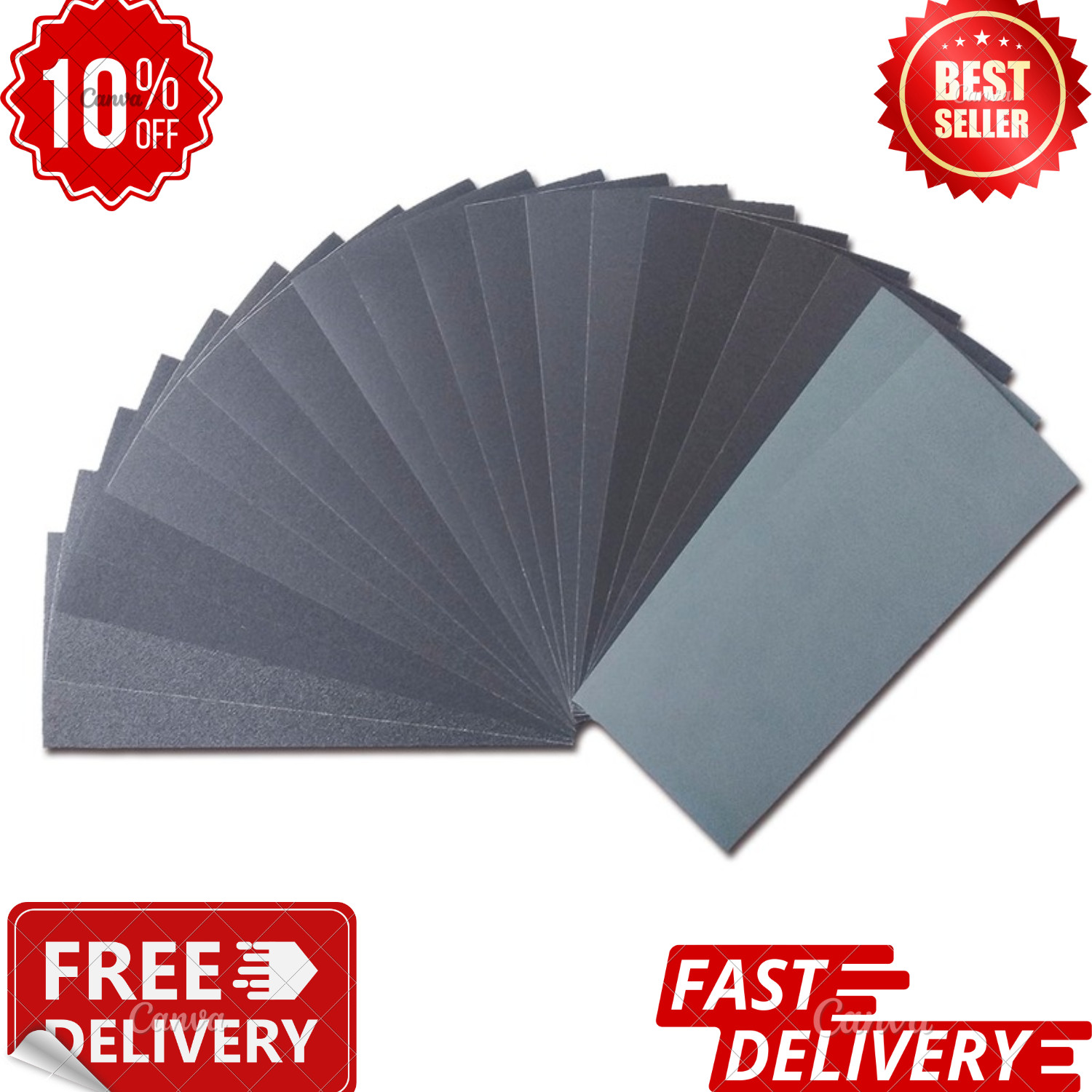 Sandpaper Variety Pack, 20PCS Sand Paper Assorted for Wood Metal Sanding, Wet…