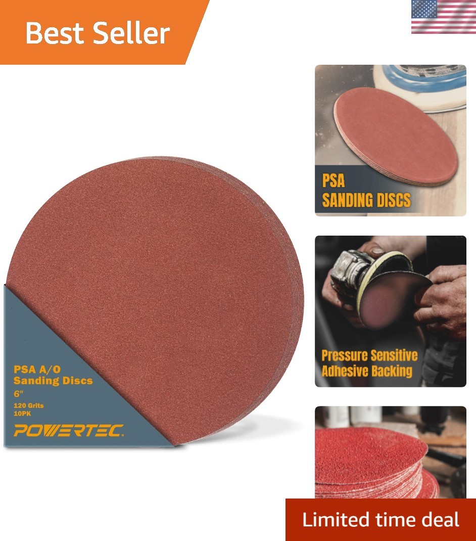 Efficient 6″ 120 Grit Aluminum Oxide Self-Stick Sanding Discs – 20 Count