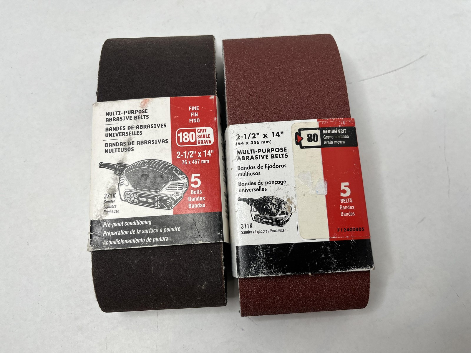 Porter-Cable LOT/2x5pk Sanding Belts 2-1/2 X 14 80 180 Grit Brown Germany