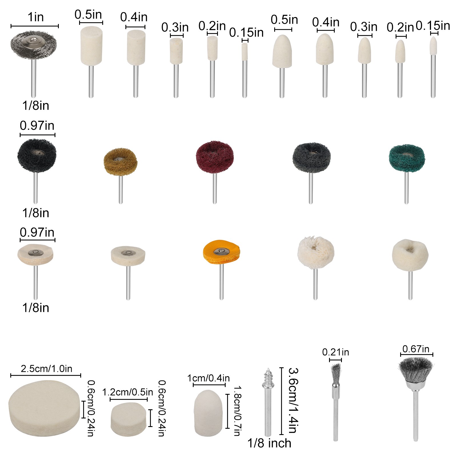 234x Rotary Tool Polishing Kit Buffing Wheels Felt Wool Cotton for Metal Jewelry