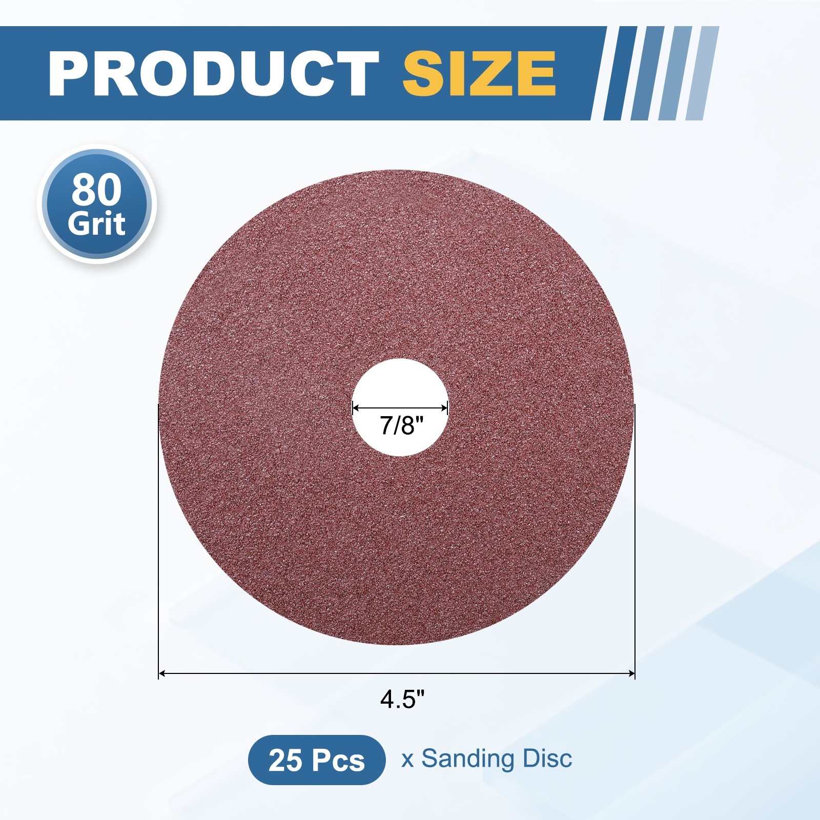25 Pcs Ceramic Aluminum Oxide Discs – [4.5″ x 7/8″ Arbor Hole, 80 Grits], Red