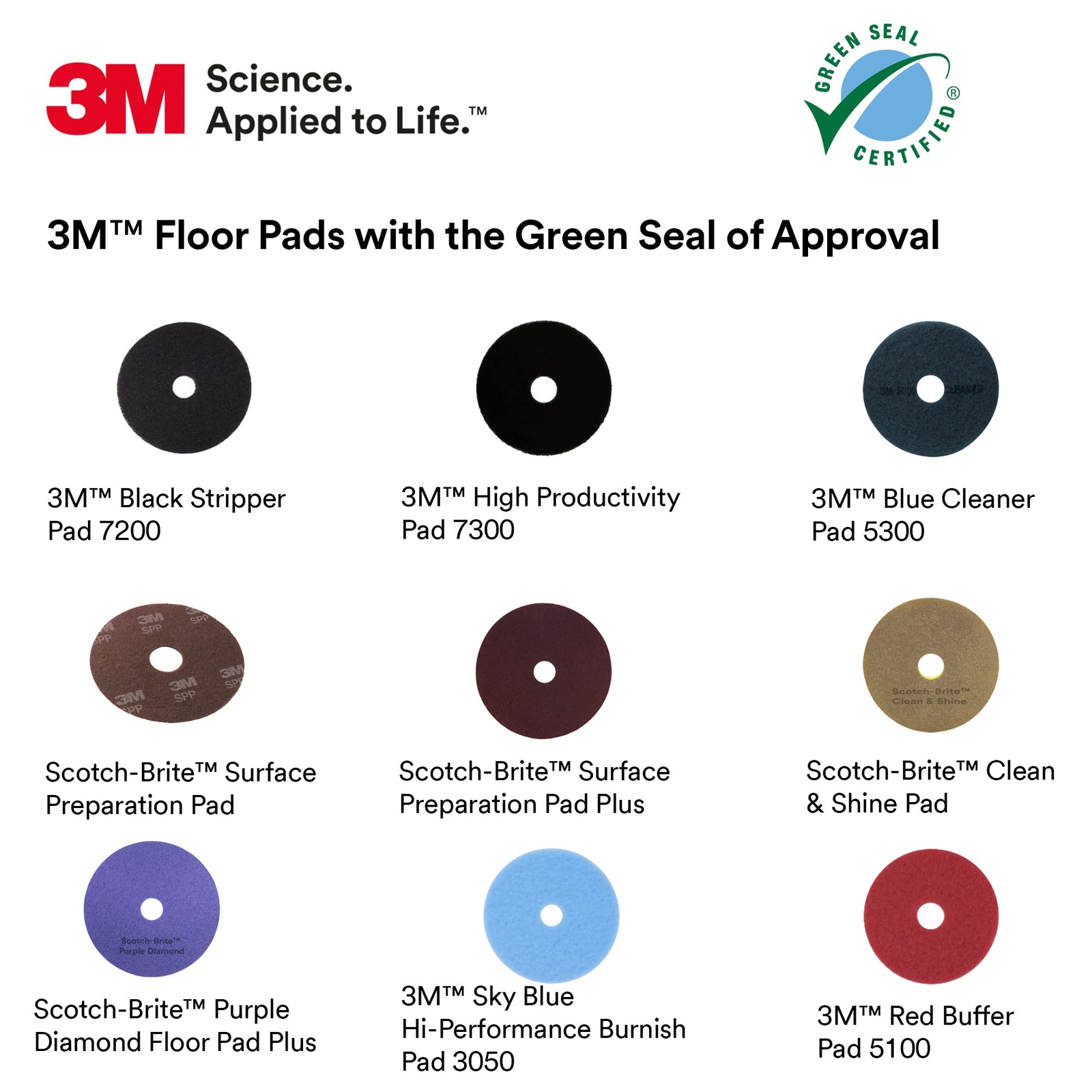 3M Buffer Floor Pad 5100 Red 19″ Removes Soil Scratches Scuff Marks and Black