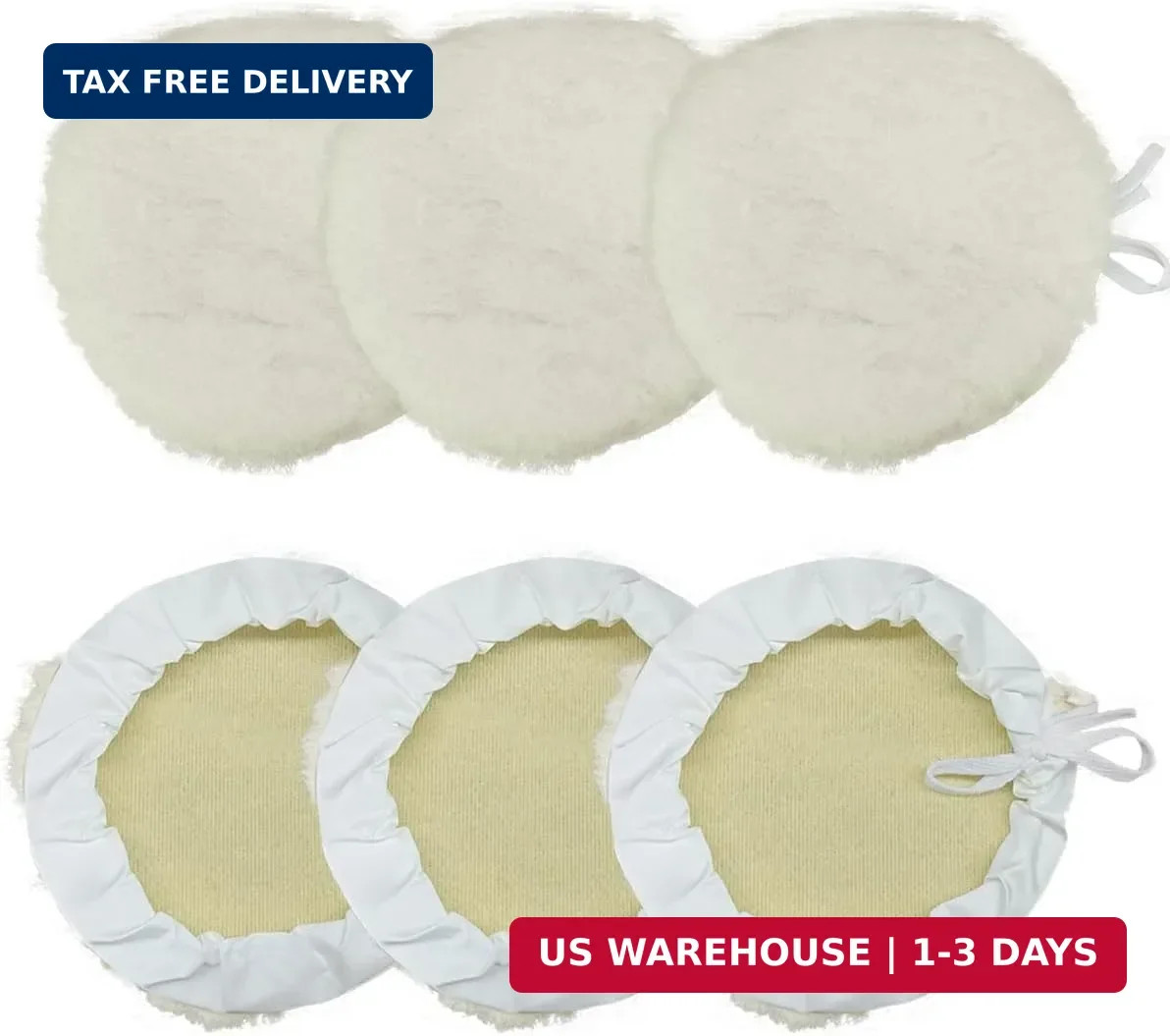6PCS 7 Inch Car Wool Polishing Pad, Buffing Pad with Drawstring for Car Waxin…
