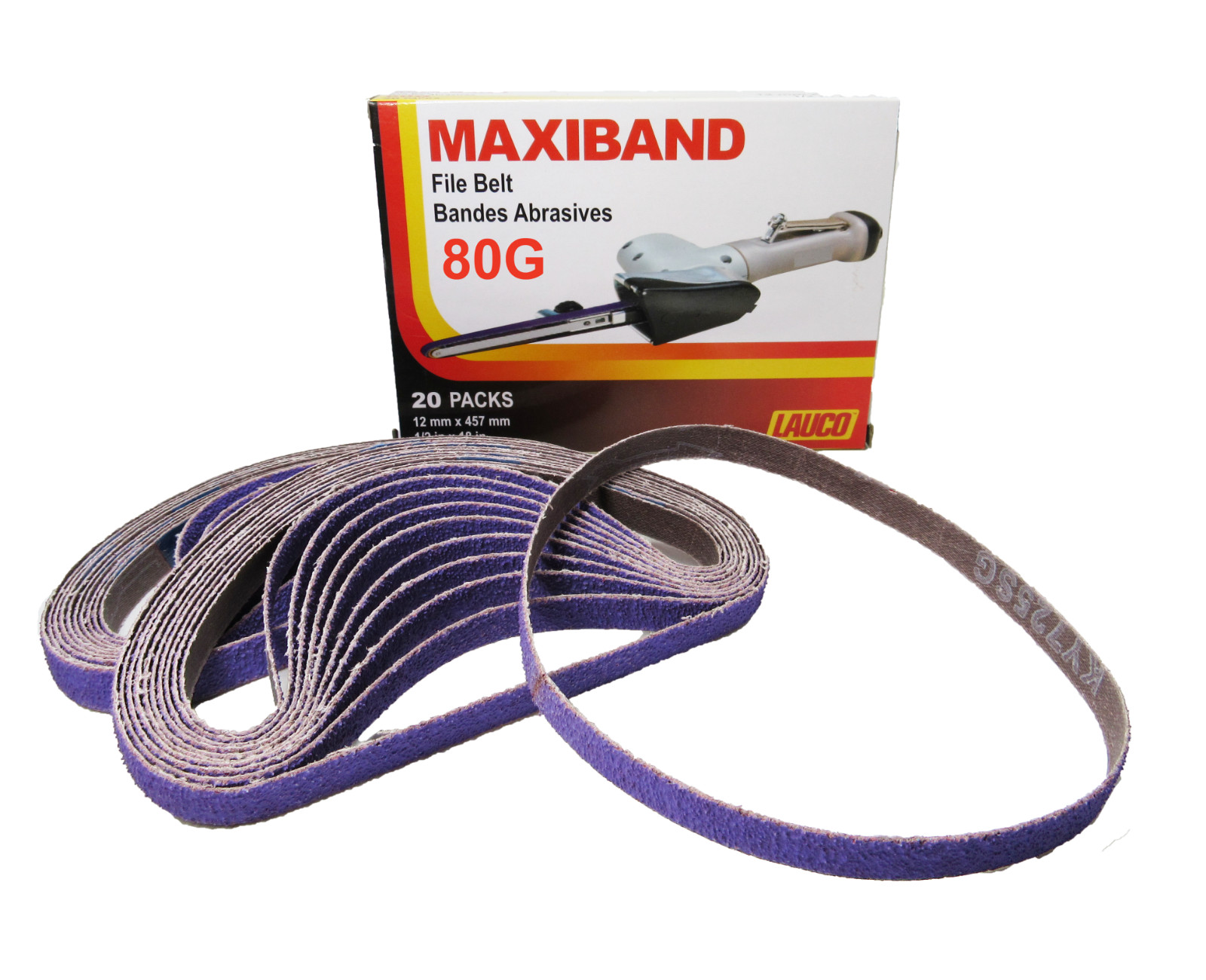 Purple File Sanding Belt Abrasive 1/2 in x 18 IN- Pack of 20 – GRIT 80