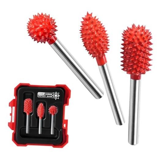 Tungsten Carbide Rotary Burr Set, 3PCS 1/8″ Shank for Wood Carving | Very